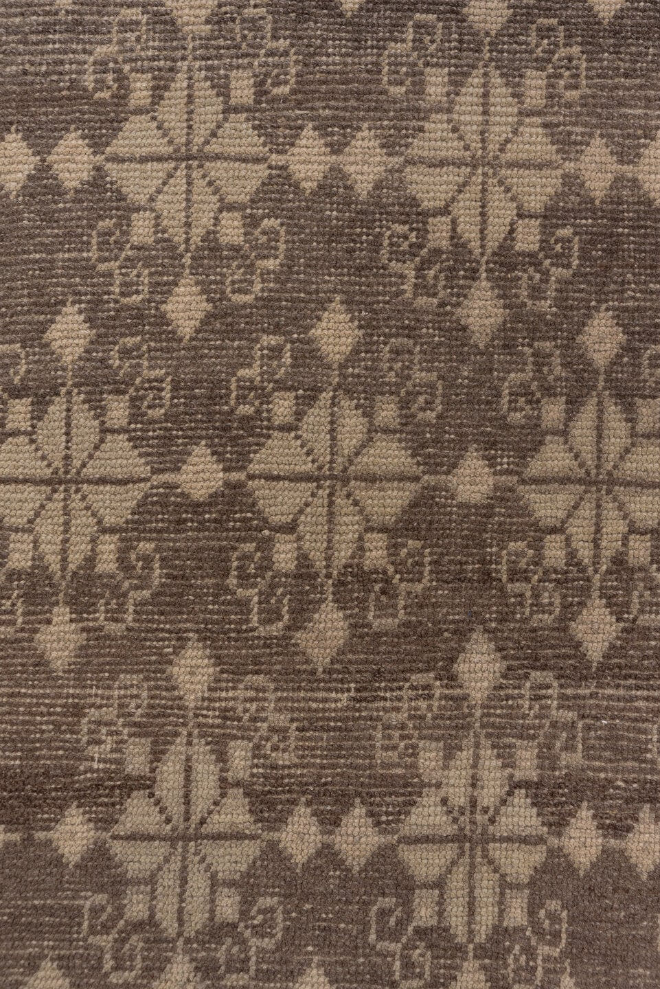 2' x 7' one-of-a-kind handmade vintage Oushak runner rug. Color palette: taupe, beige, brown, camel, gray