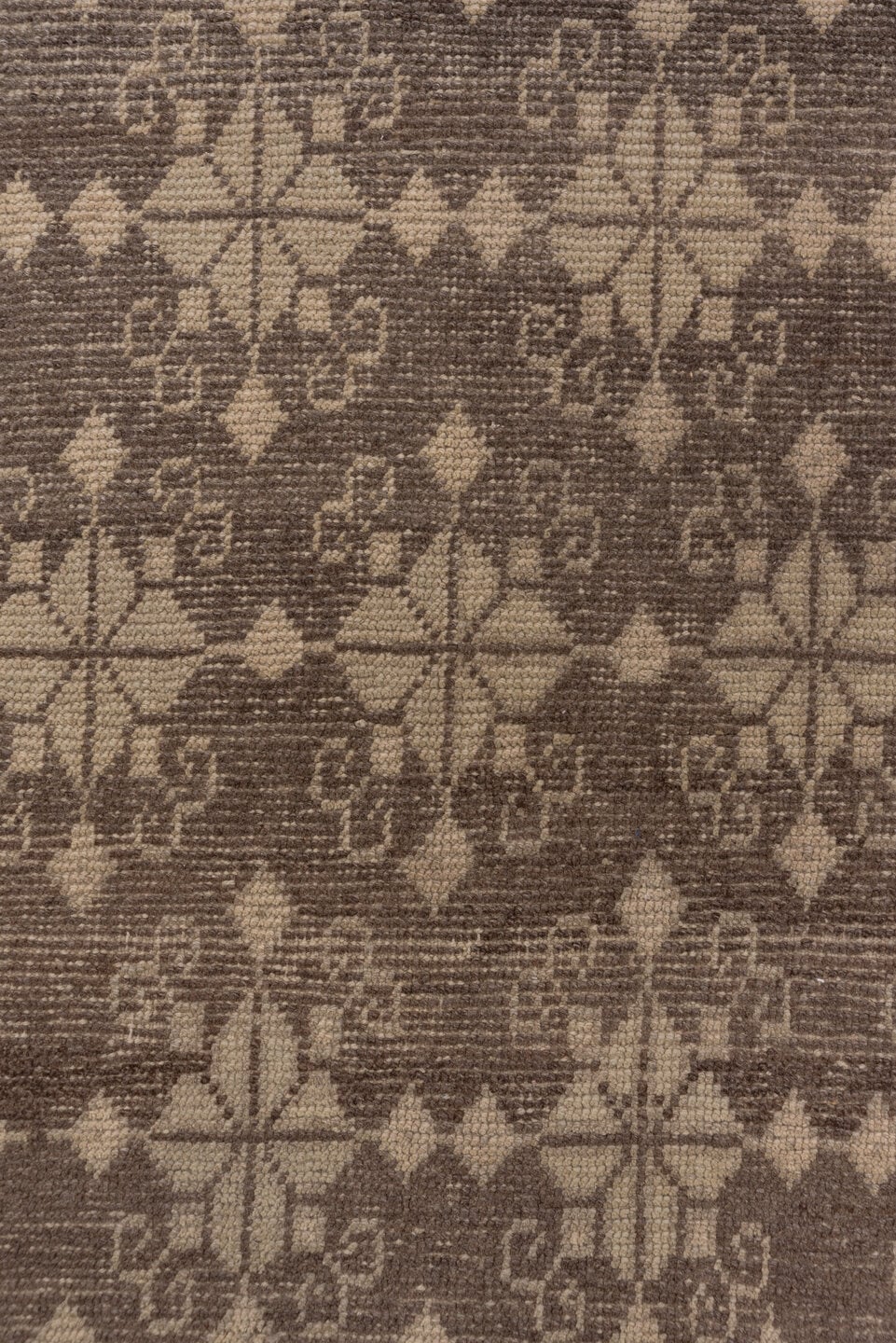 2' x 7' one-of-a-kind handmade vintage Oushak runner rug. Color palette: taupe, beige, brown, camel, gray