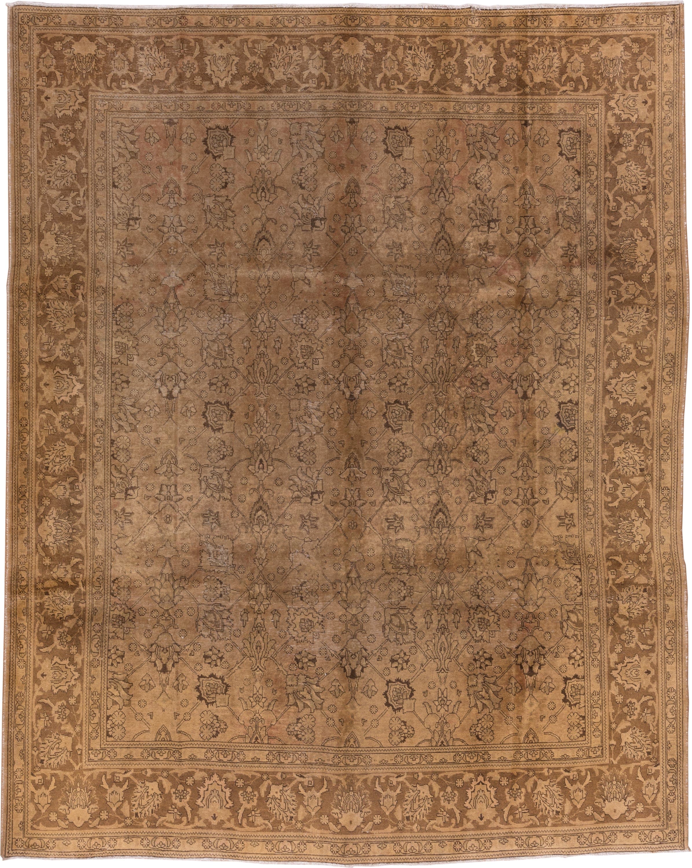 10' x 12' one-of-a-kind handmade vintage Tabriz large size rug. Color palette: camel, taupe, tan, brown, beige, gray
