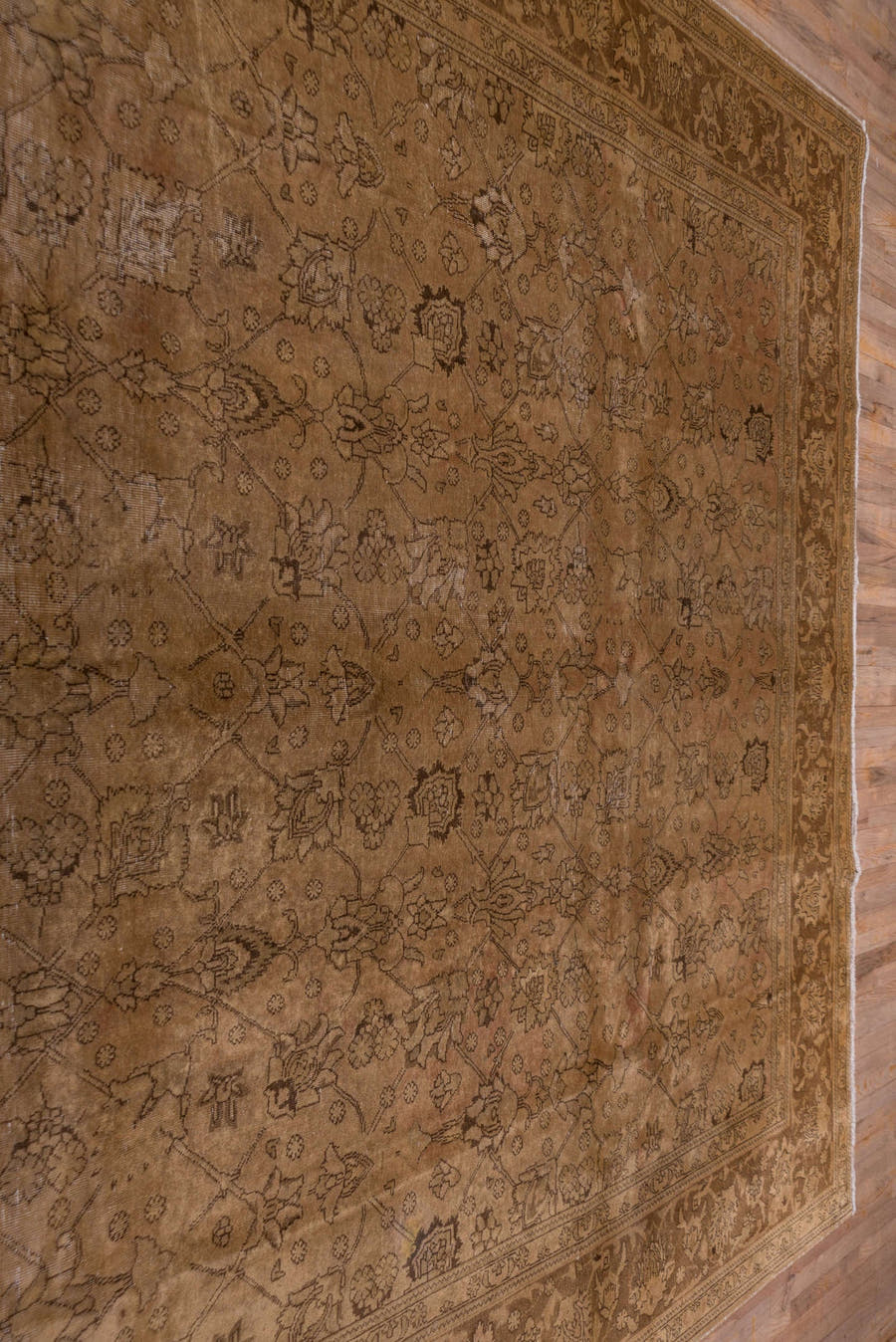 10' x 12' one-of-a-kind handmade vintage Tabriz large size rug. Color palette: camel, taupe, tan, brown, beige, gray