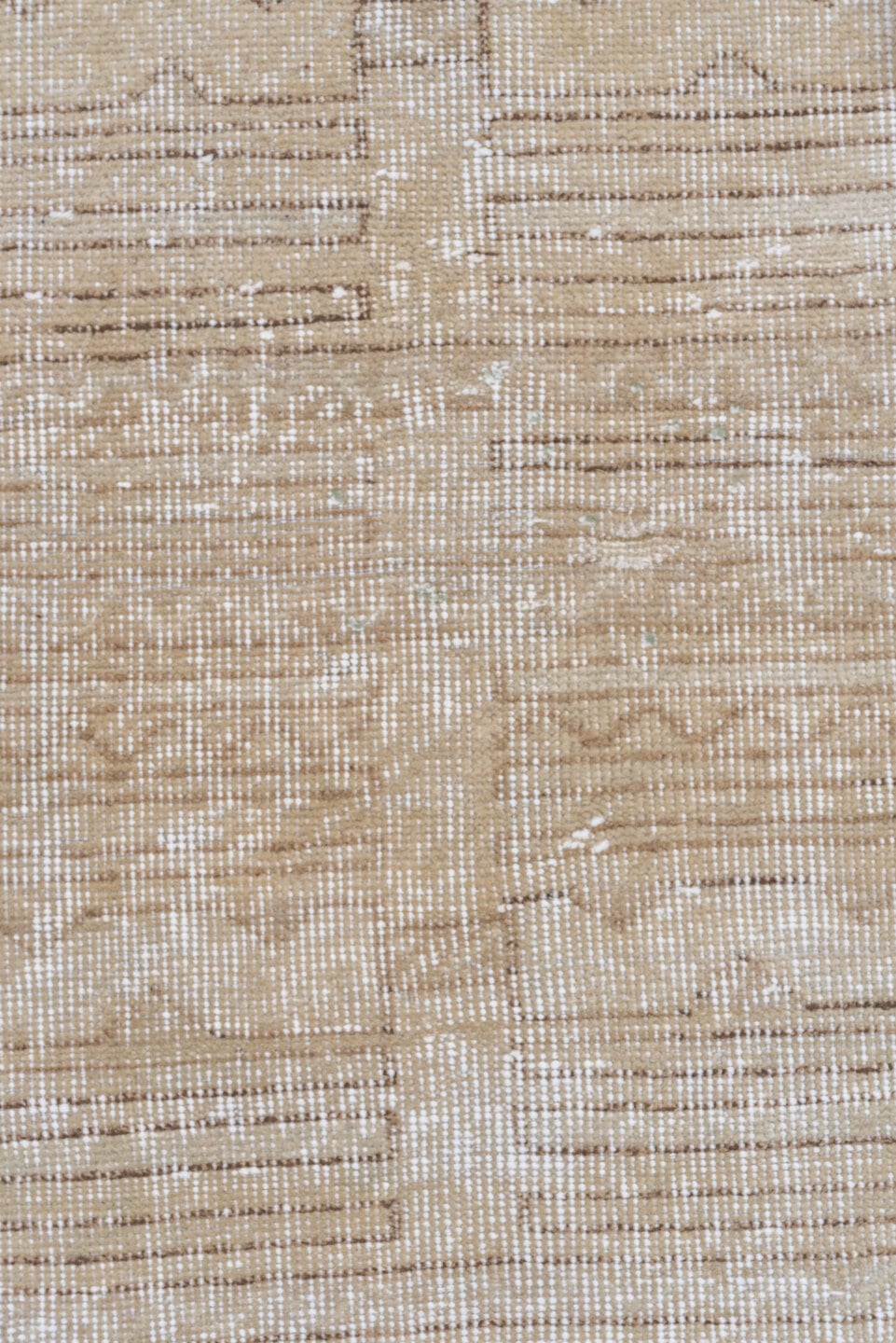 3' x 6' one-of-a-kind handmade vintage Oushak small size rug. Color palette: ivory, beige, taupe, sand, camel, gray