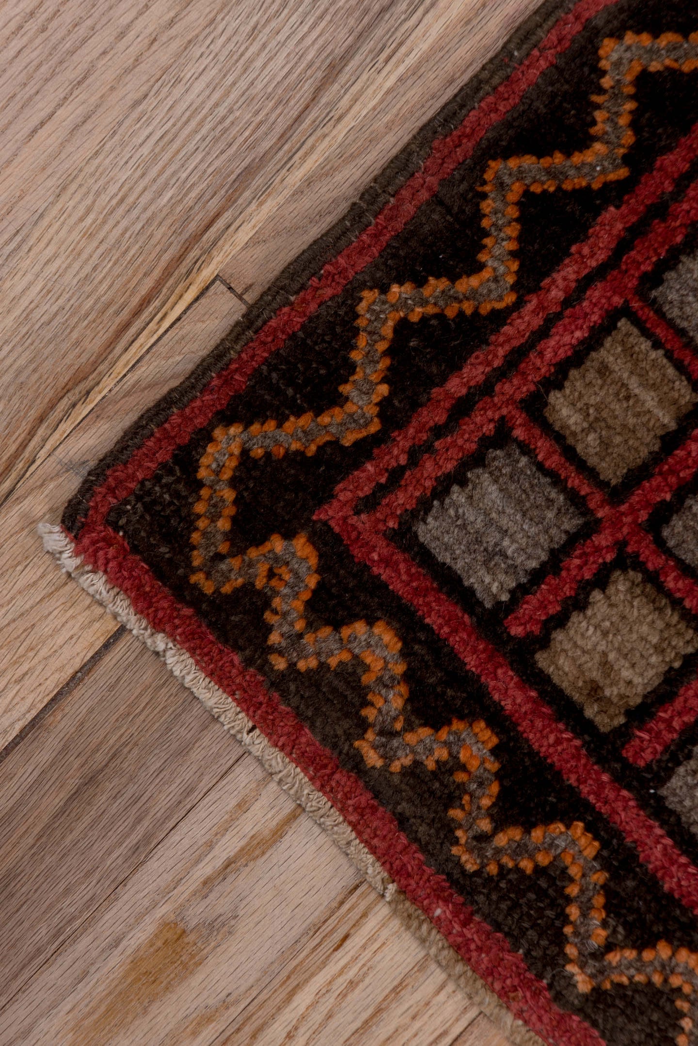 3' x 4' one-of-a-kind handmade antique Oushak small size rug. Color palette: brown, burgundy, charcoal, taupe, rust, gray
