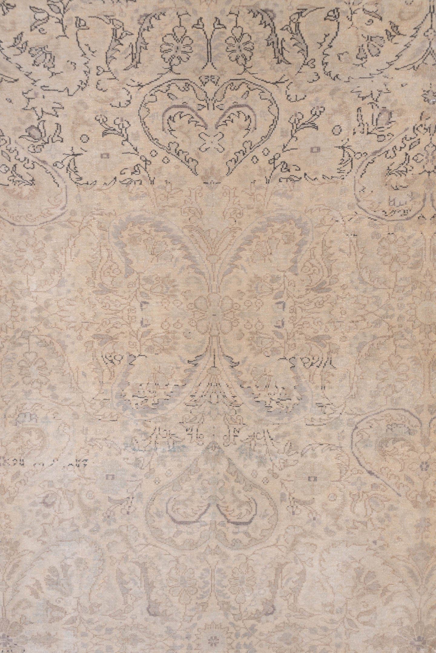 8' x 10' one-of-a-kind handmade vintage large size rug. Color palette: beige, taupe, ivory, slate, greige, sand, gray