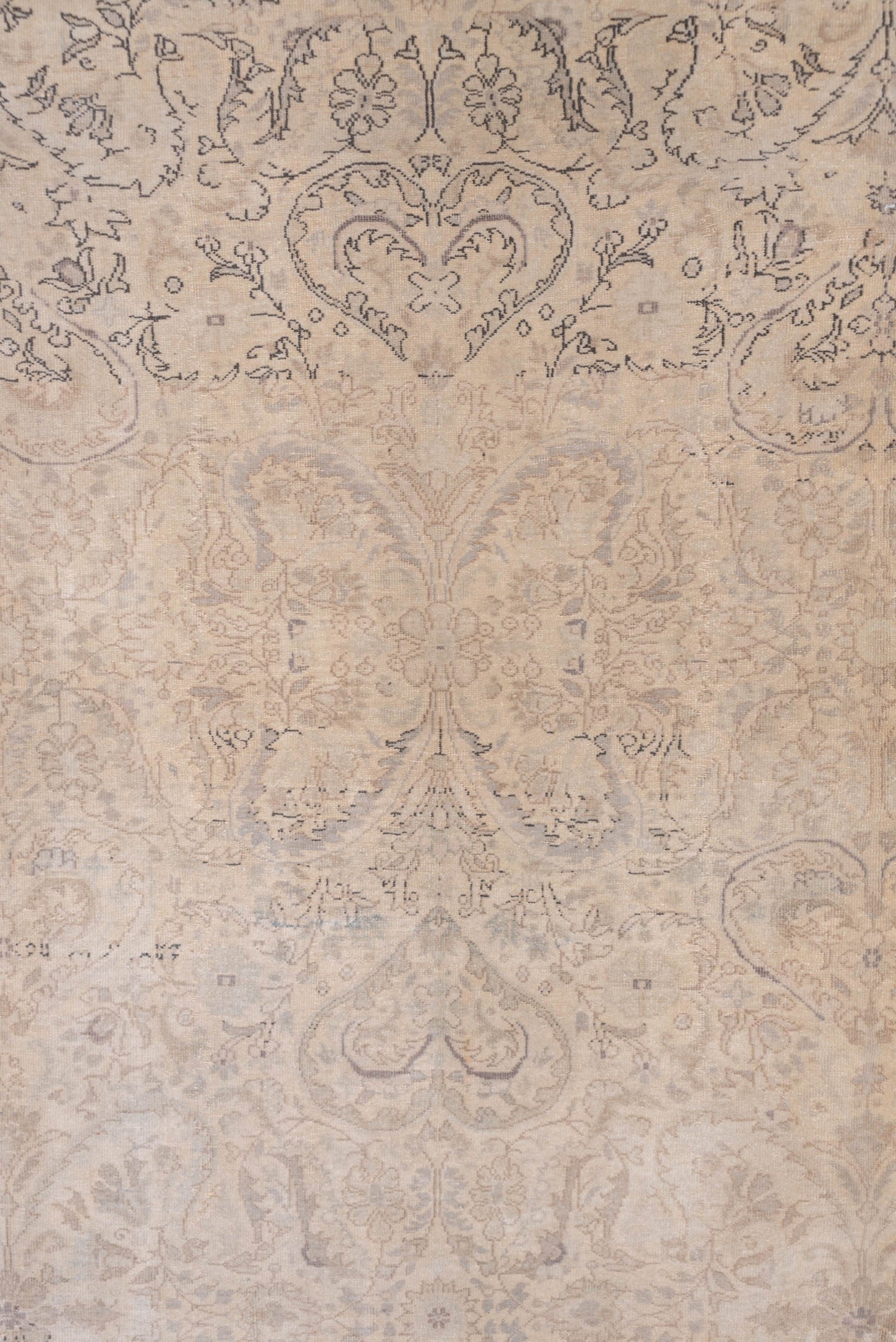 8' x 10' one-of-a-kind handmade vintage large size rug. Color palette: beige, taupe, ivory, slate, greige, sand, gray