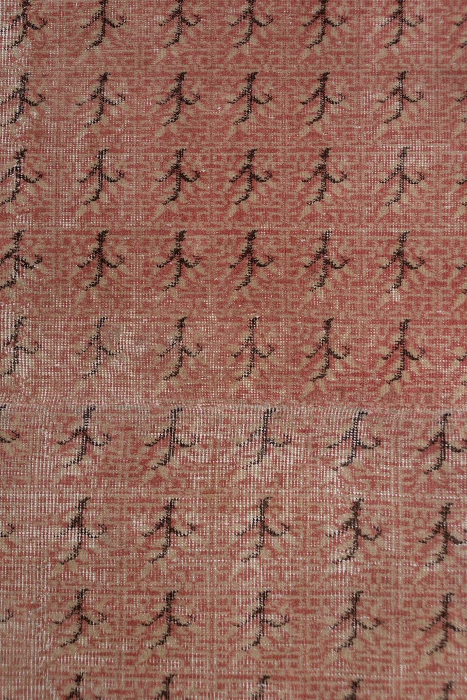 2' x 16' one-of-a-kind handmade vintage Oushak runner rug. Color palette: rose, dusty pink, taupe, charcoal, ivory, pink