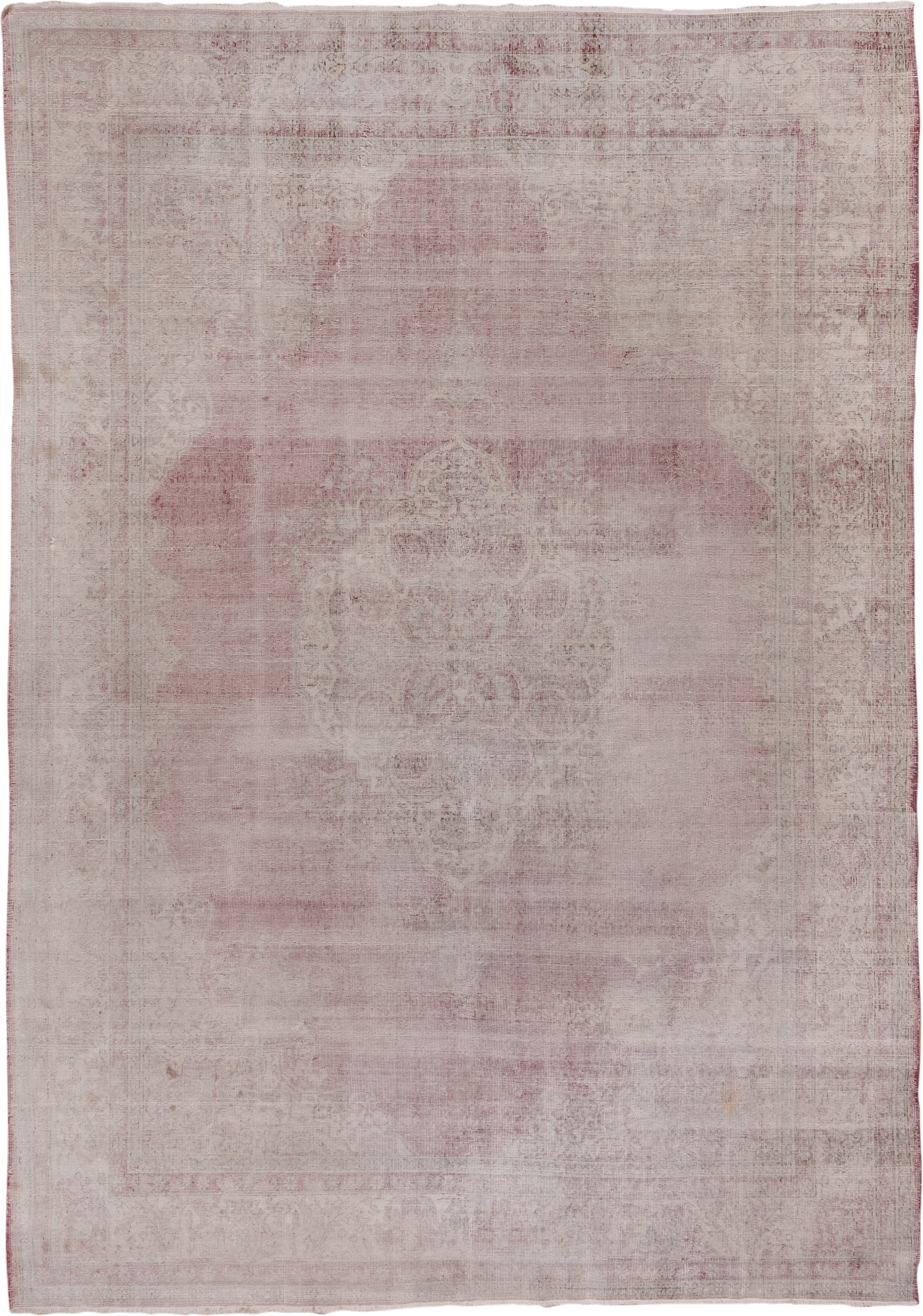 8' x 11' one-of-a-kind handmade vintage Oushak large size rug. Color palette: blush, ivory, rose, taupe, dusty pink, pink