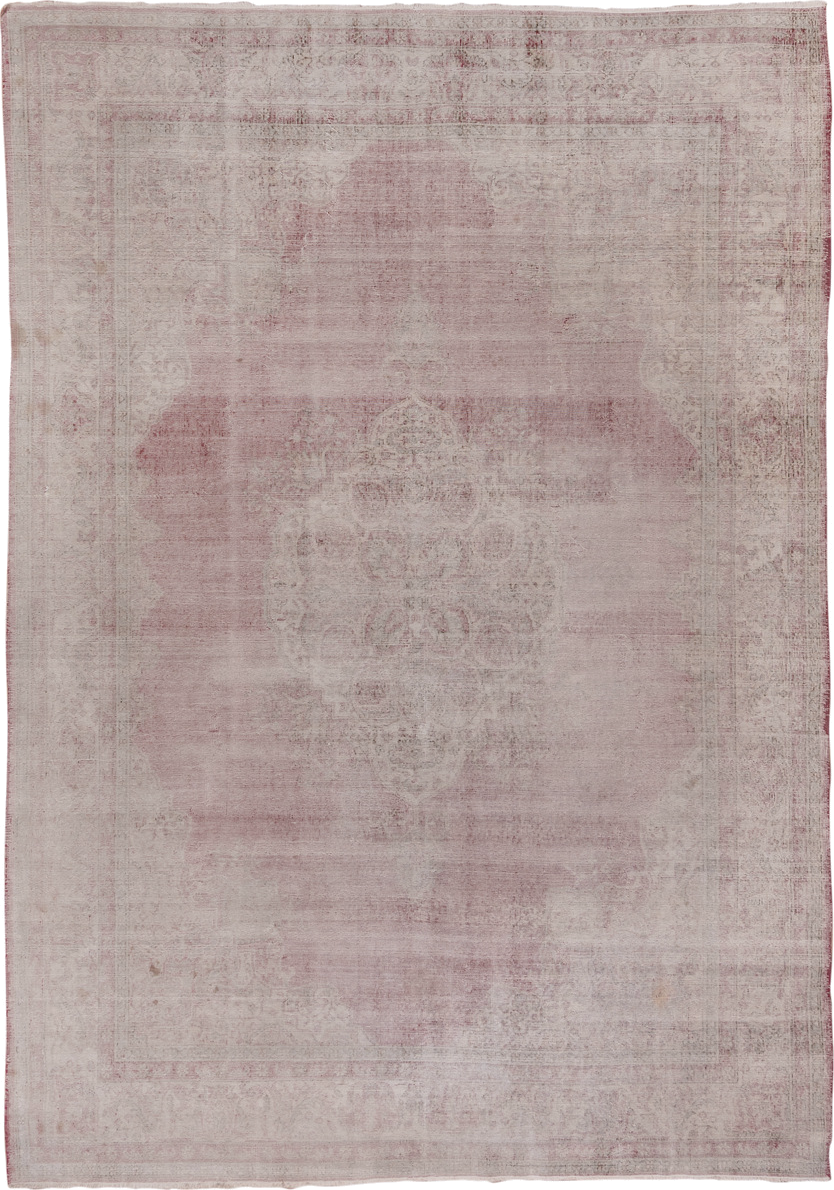 8' x 11' one-of-a-kind handmade vintage Oushak large size rug. Color palette: blush, ivory, rose, taupe, dusty pink, pink