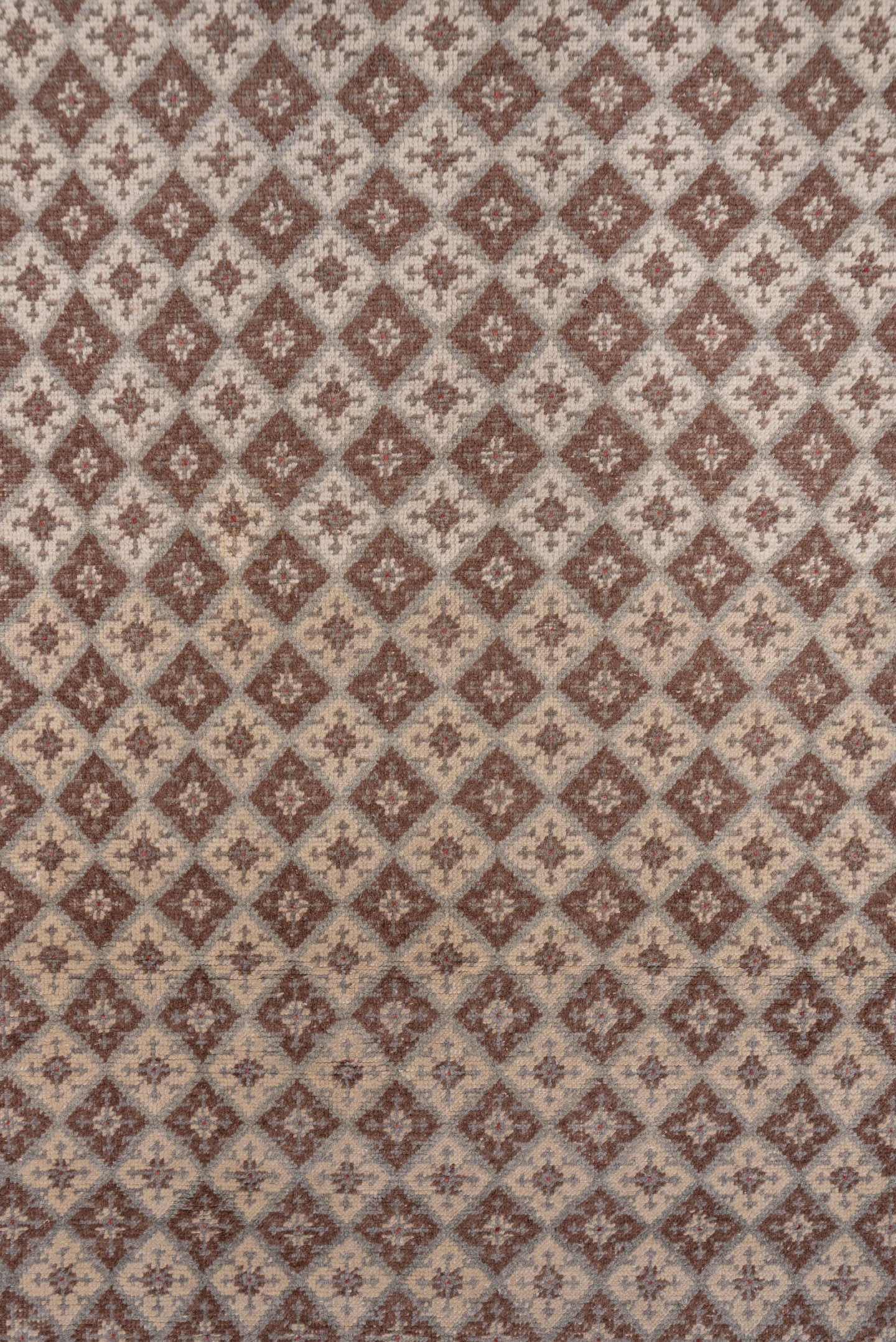 3' x 9' one-of-a-kind handmade vintage Oushak runner rug. Color palette: ivory, rose, taupe, dusty pink, beige, pink, red