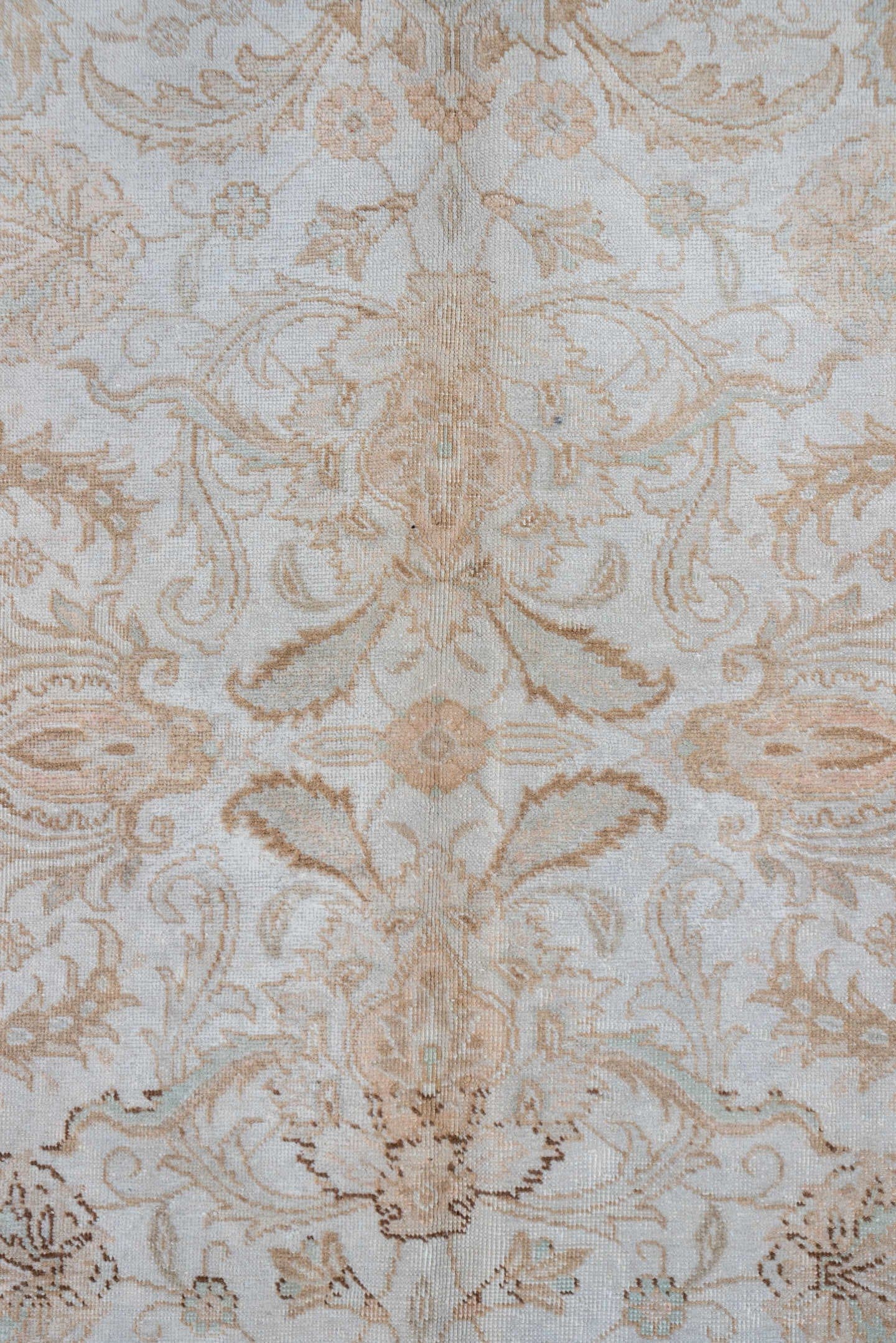 9' x 12' one-of-a-kind handmade vintage Tabriz large size rug. Color palette: ivory, beige, taupe, camel, sand, gray