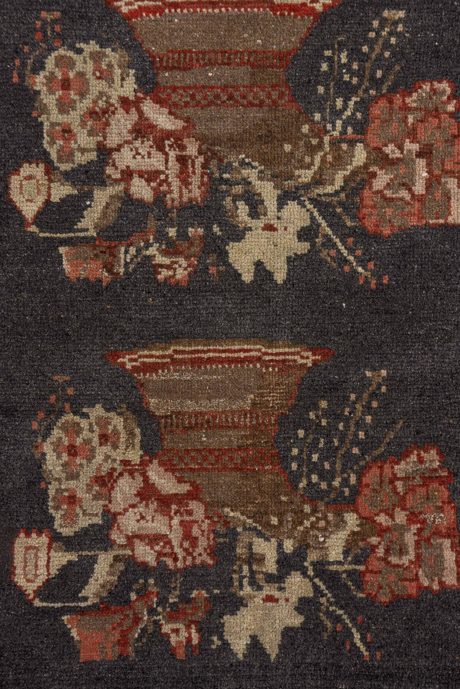 2' x 8' one-of-a-kind handmade vintage Oushak runner rug. Color palette: charcoal, rust, ivory, rose, taupe, burgundy, olive