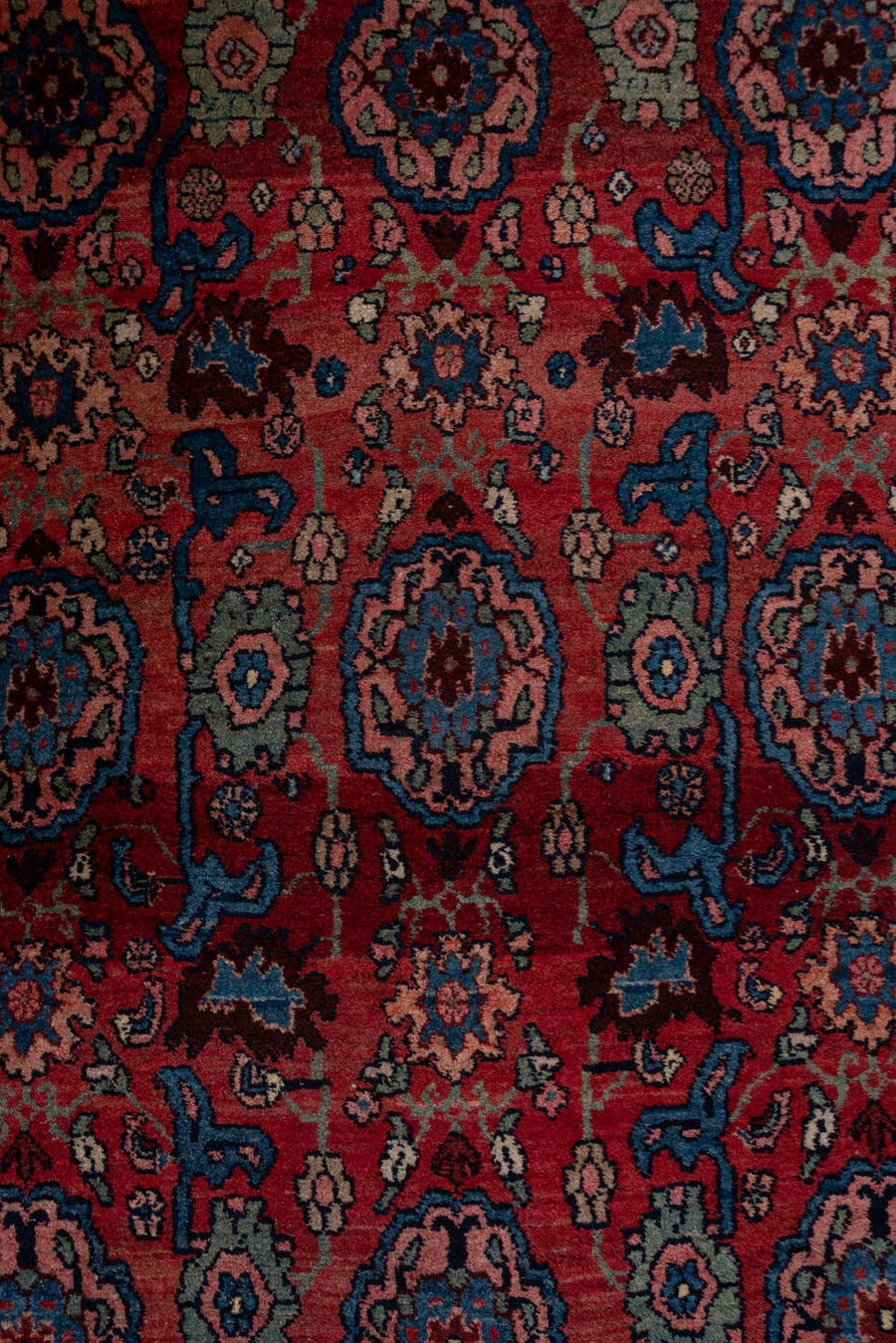 3' x 15' one-of-a-kind handmade antique Bidjar runner rug. Color palette: rust, navy, indigo, ivory, camel, burgundy, slate