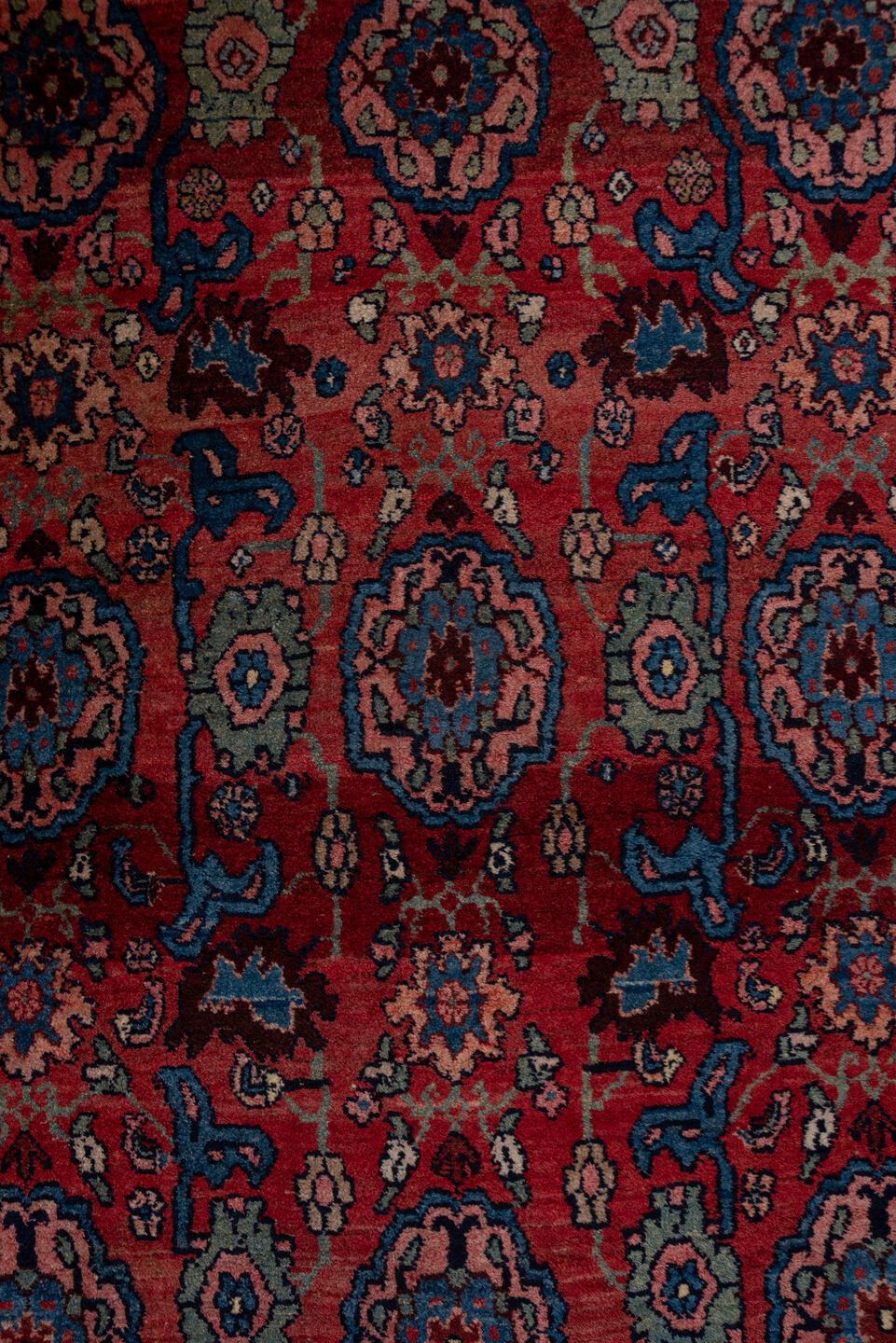 3' x 15' one-of-a-kind handmade antique Bidjar runner rug. Color palette: rust, navy, indigo, ivory, camel, burgundy, slate