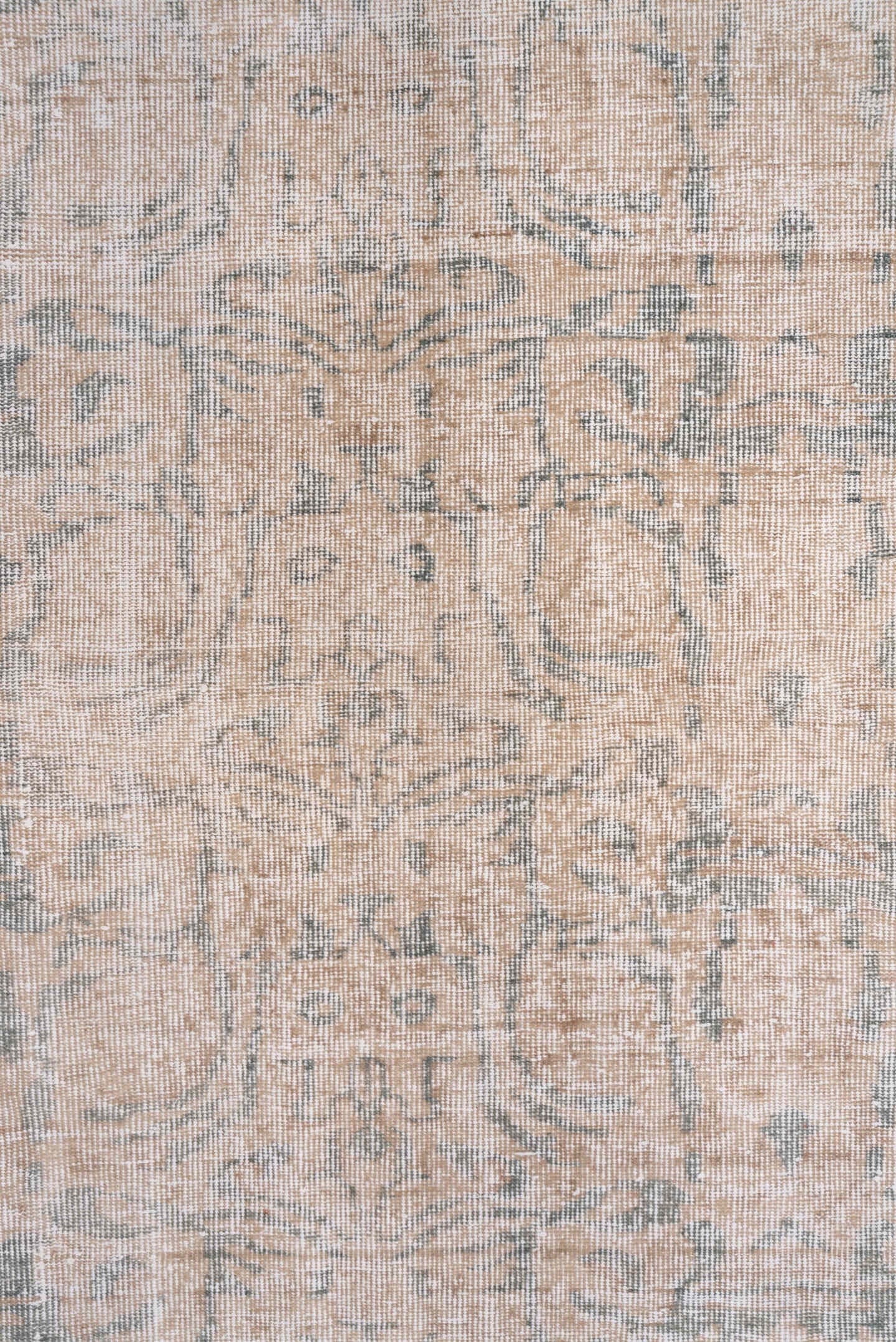 6' x 7' one-of-a-kind handmade vintage Oushak rug. Color palette: ivory, blush, pale blue, taupe, cream, pink, light blue