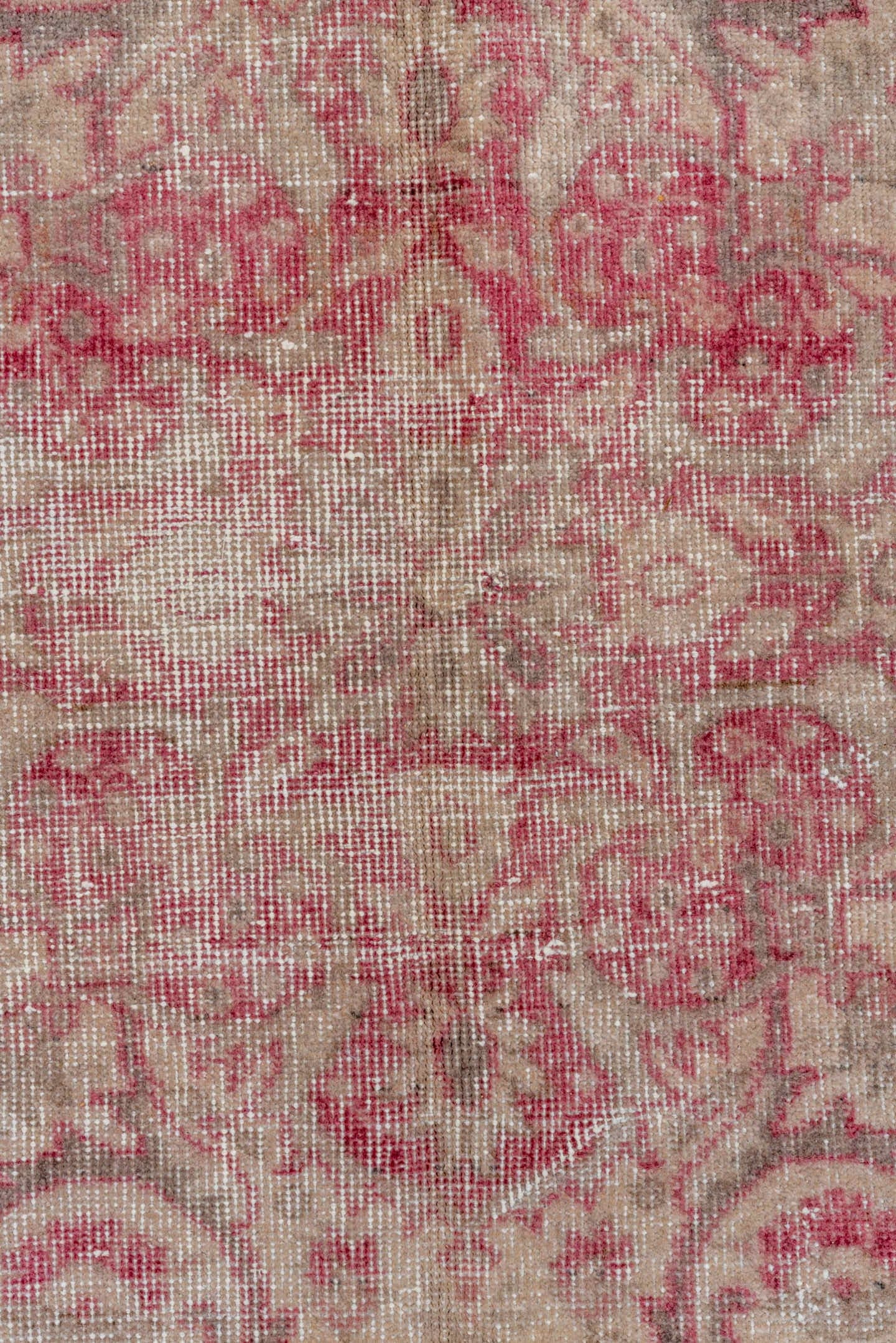 8' x 10' one-of-a-kind handmade vintage Oushak large size rug. Color palette: rose, ivory, taupe, dusty pink, beige
