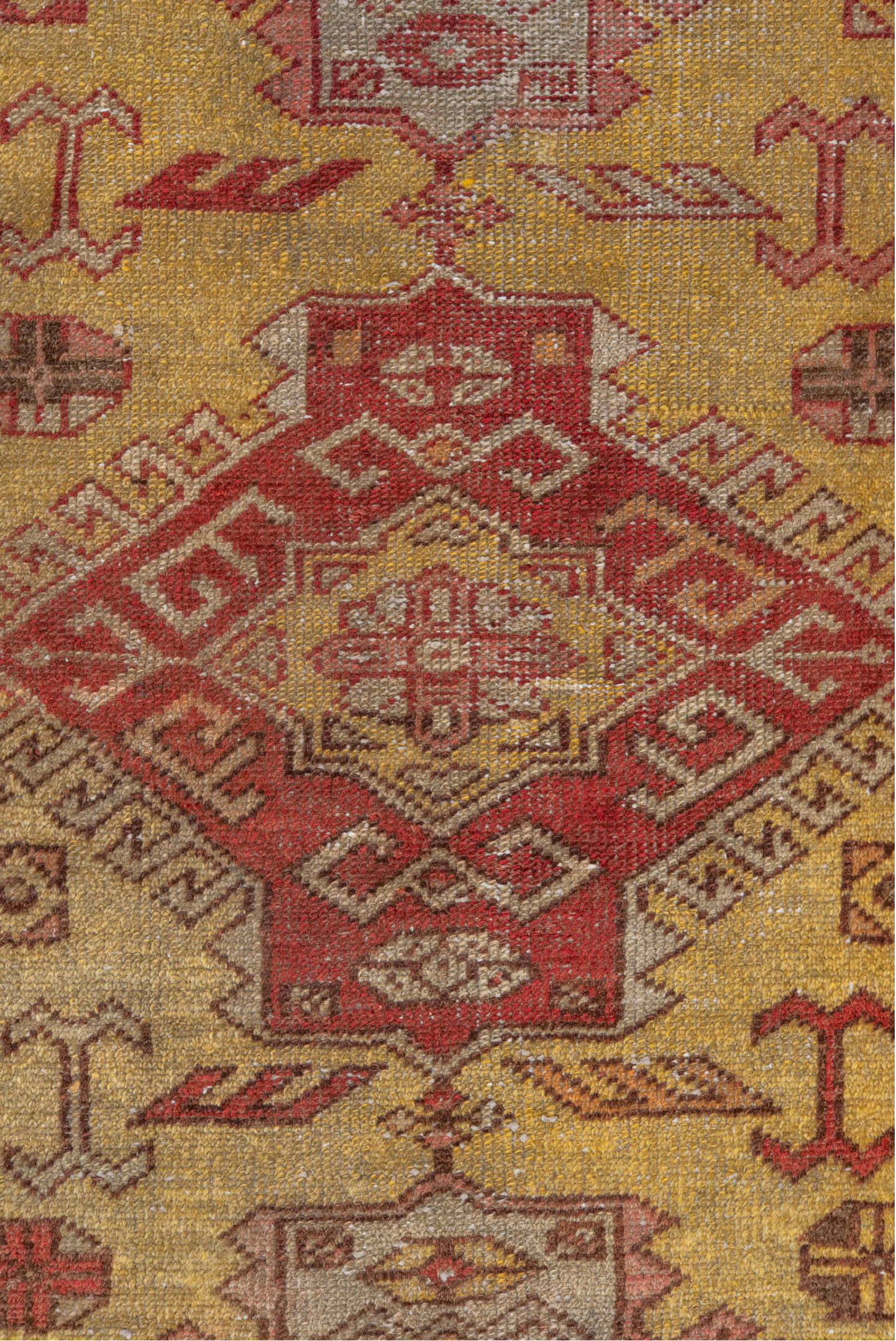 2' x 10' one-of-a-kind handmade vintage Oushak runner rug. Color palette: brown, off-white, pink, red, snow, white