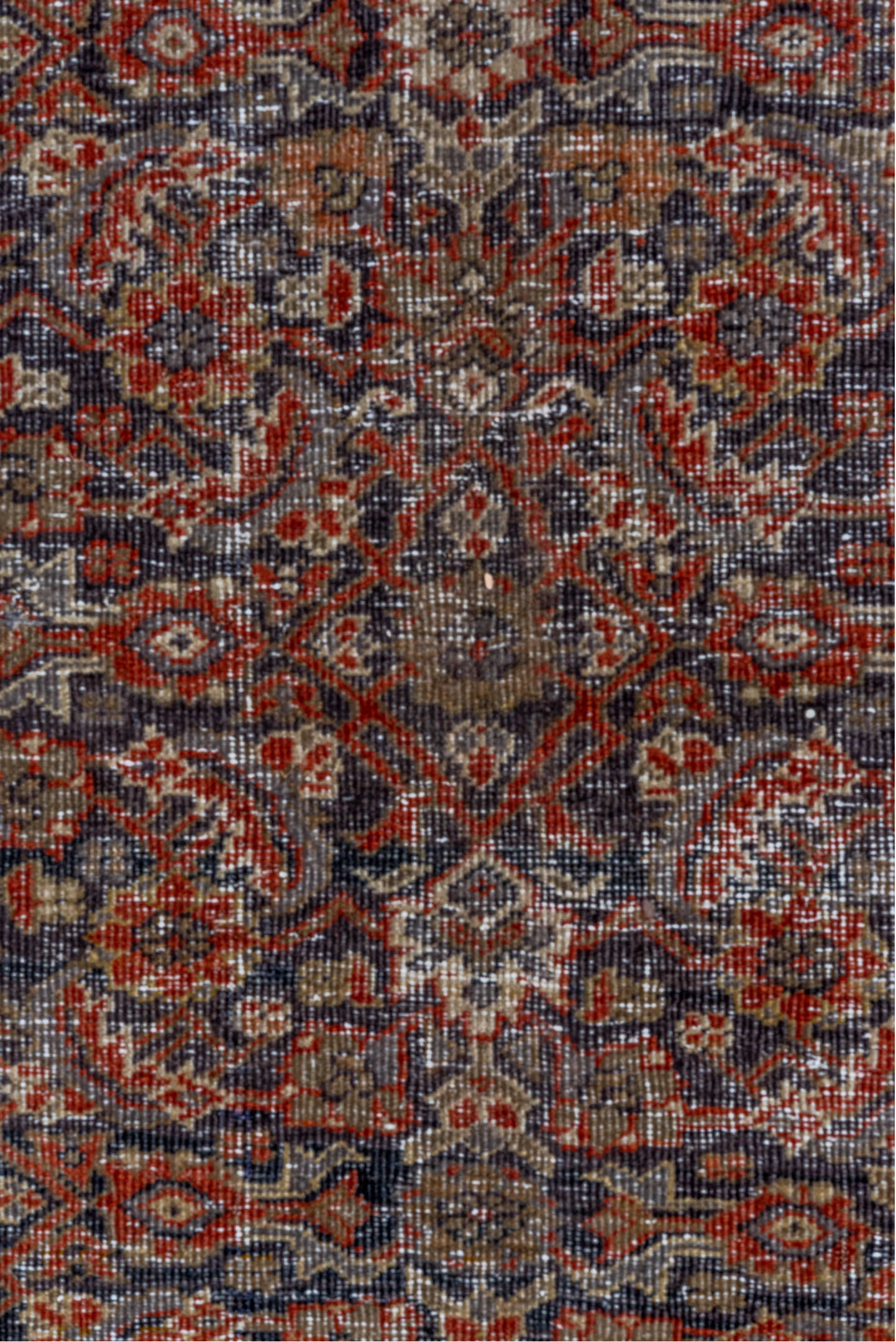 5' x 8' one-of-a-kind handmade vintage Mahal medium size rug. Color palette: black, brown, dark gray, gray, light gray