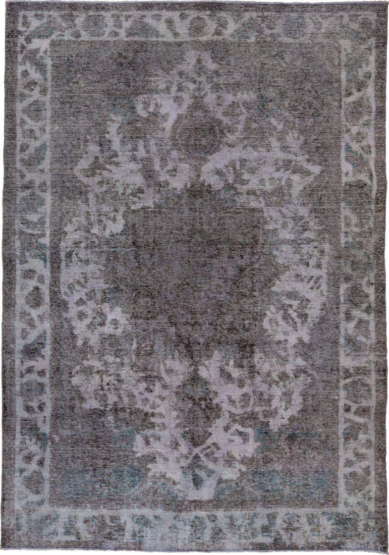 6' x 9' one-of-a-kind handmade vintage Overdyed medium size rug. Color palette: black, charcoal, dark gray, dim gray, gray