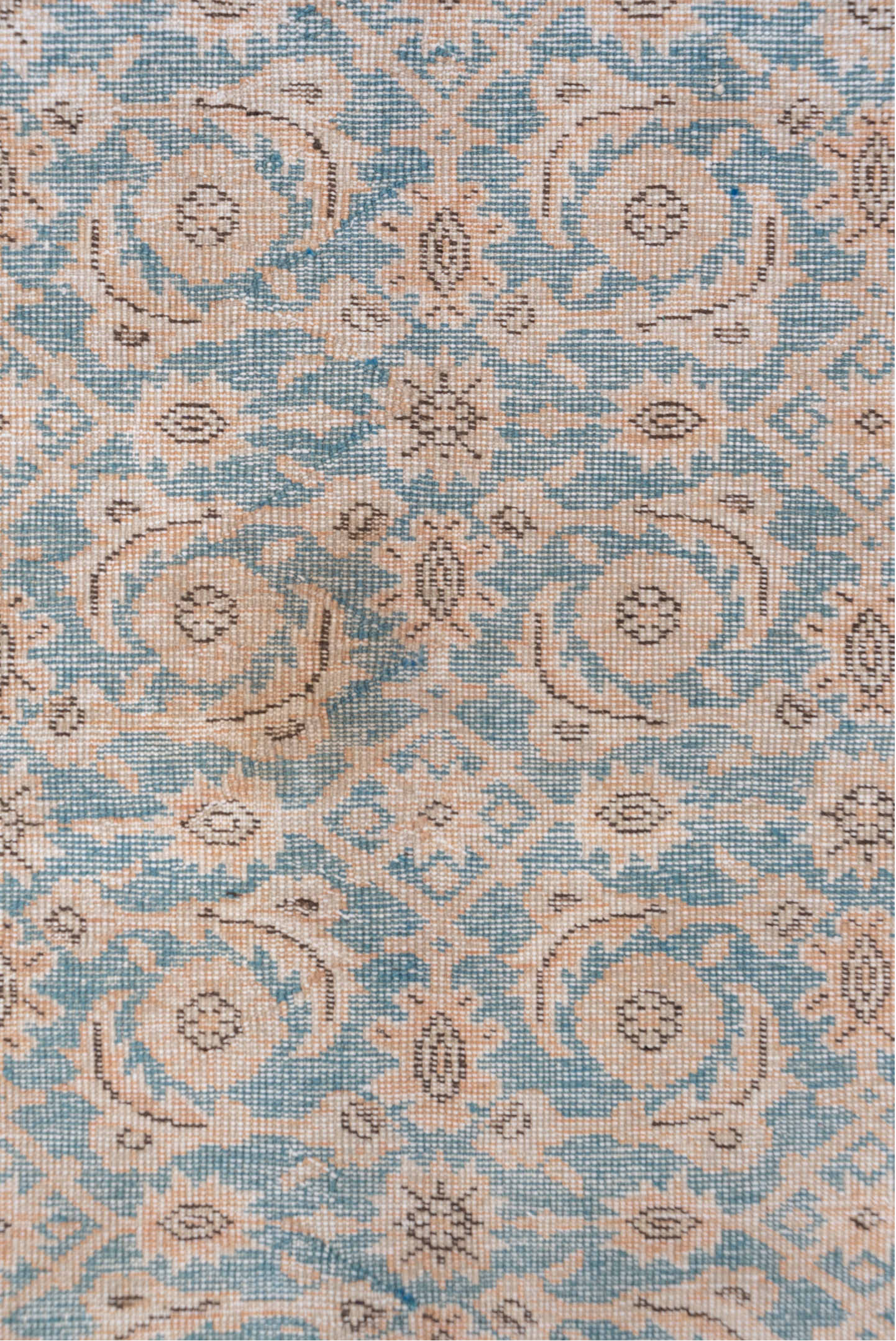 5' x 9' one-of-a-kind handmade vintage Oushak medium size rug. Color palette: blue, dark gray, gray, light gray, off-white