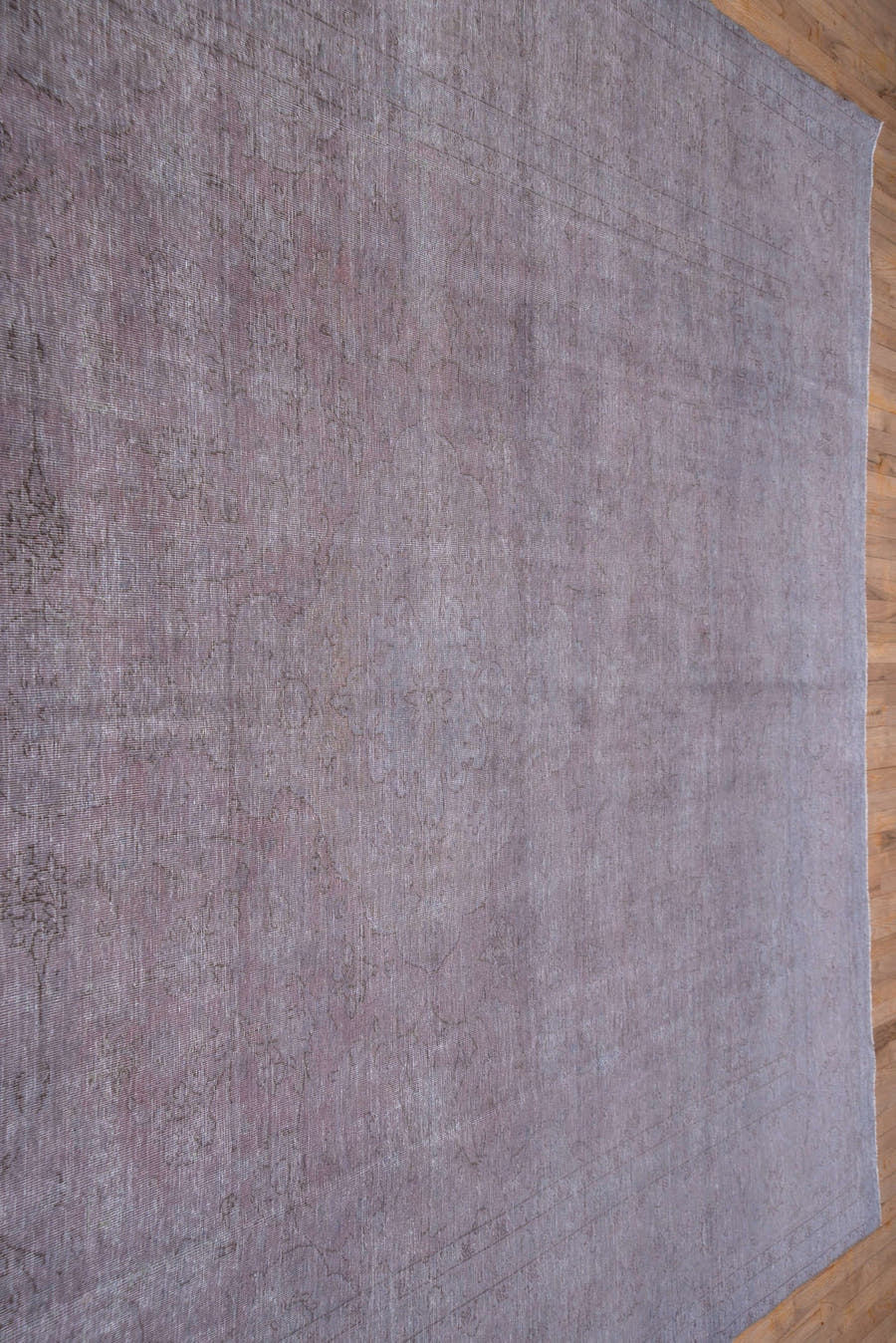9' x 12' one-of-a-kind handmade vintage Overdyed large size rug. Color palette: lavender, rose, mauve, dusty pink, taupe