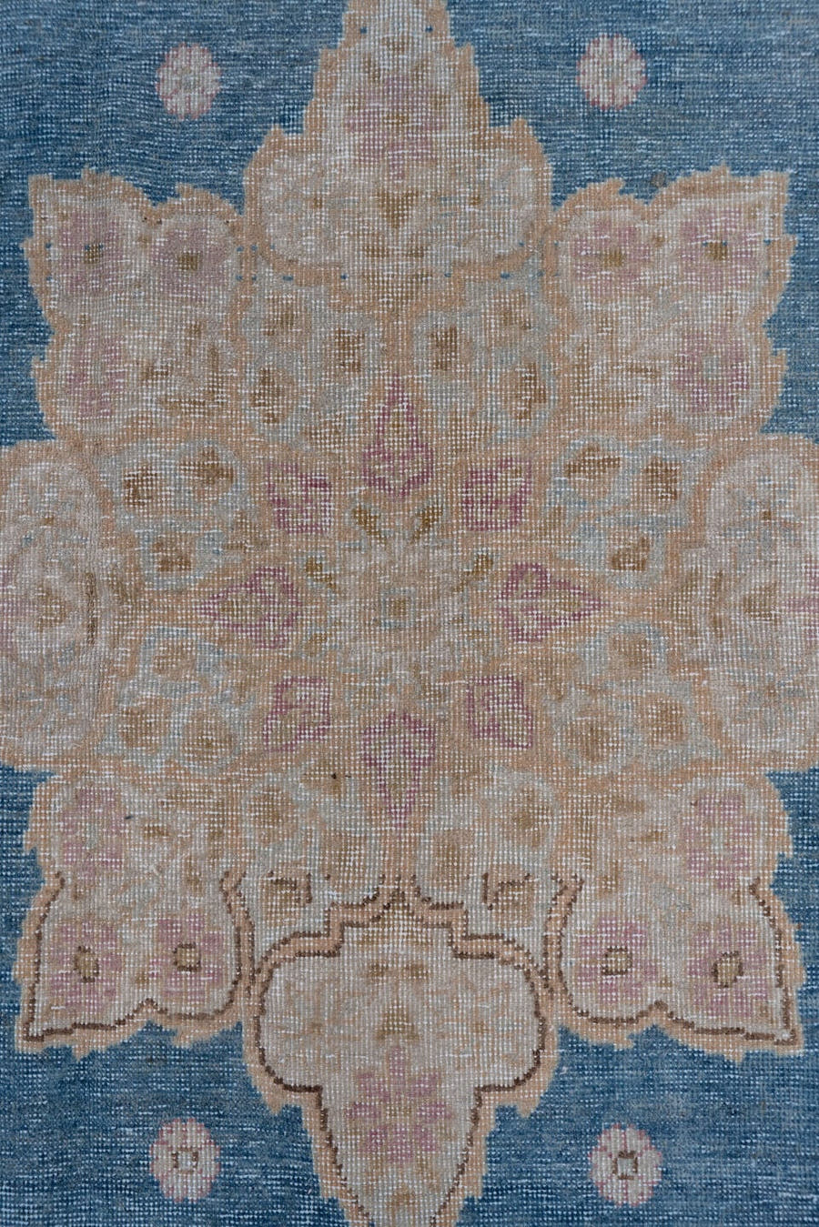 3' x 6' one-of-a-kind handmade antique Sivas small size rug. Color palette: beige, blue, taupe, blush, ivory, brown, gray