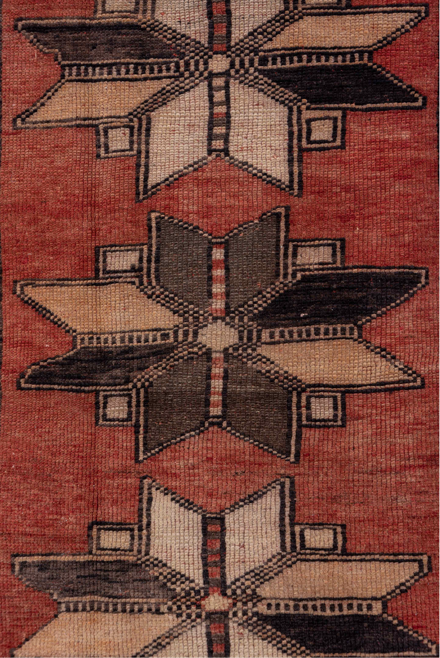 2' x 5' one-of-a-kind handmade antique Oushak small size rug. Color palette: rust, charcoal, ivory, taupe, brown, burgundy
