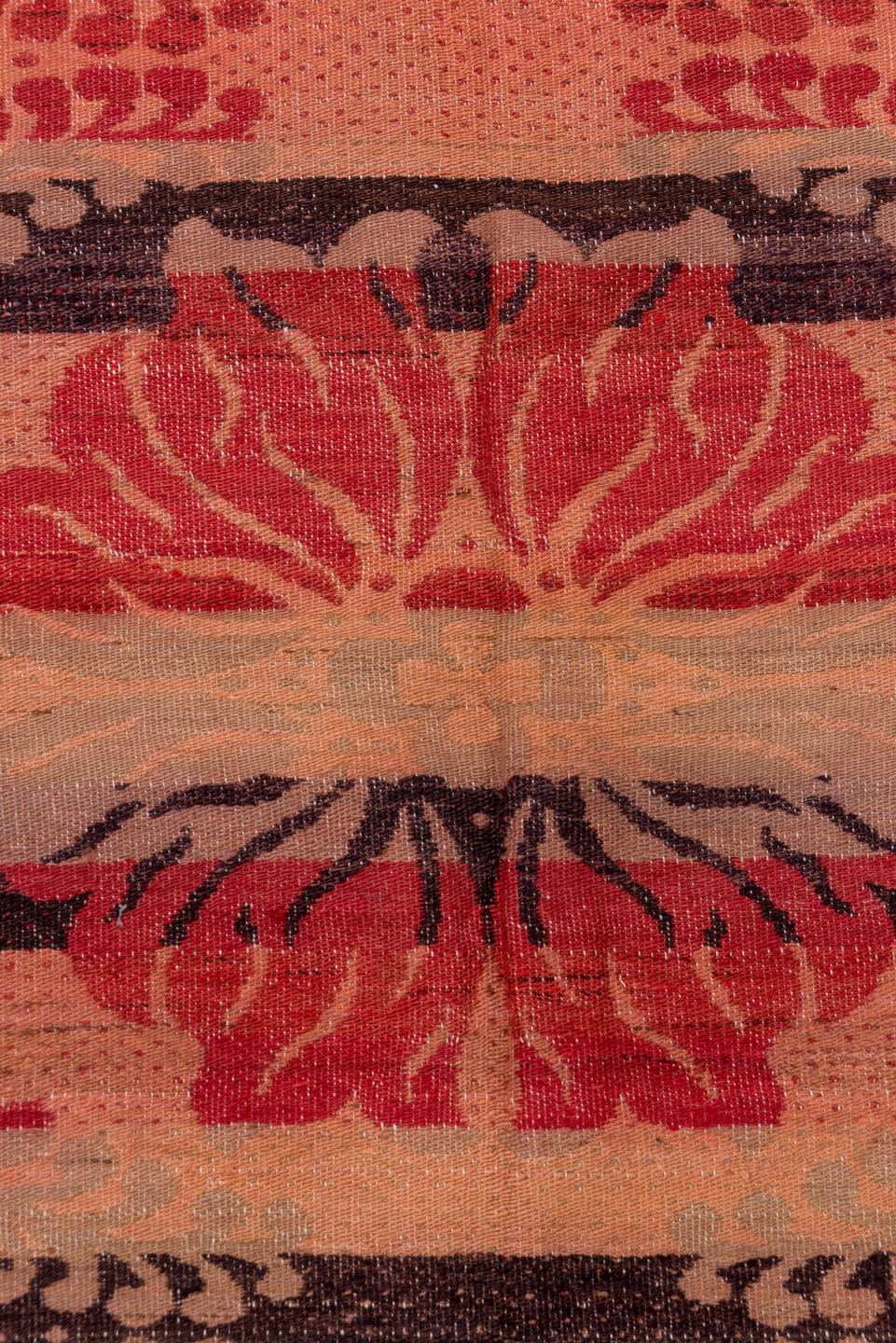 6' x 6' one-of-a-kind handmade antique Kilim rug. Color palette: blush, coral, rust, rose, brown, charcoal, terra cotta