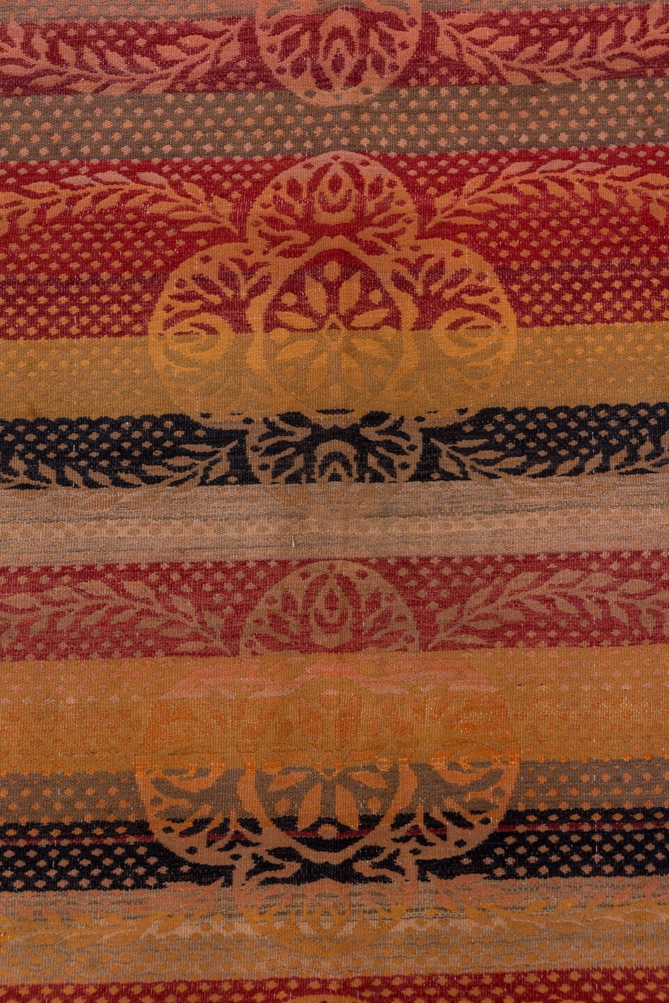 5' x 8' one-of-a-kind handmade antique Kilim medium size rug. Color palette: terra cotta, rust, burgundy, taupe, charcoal