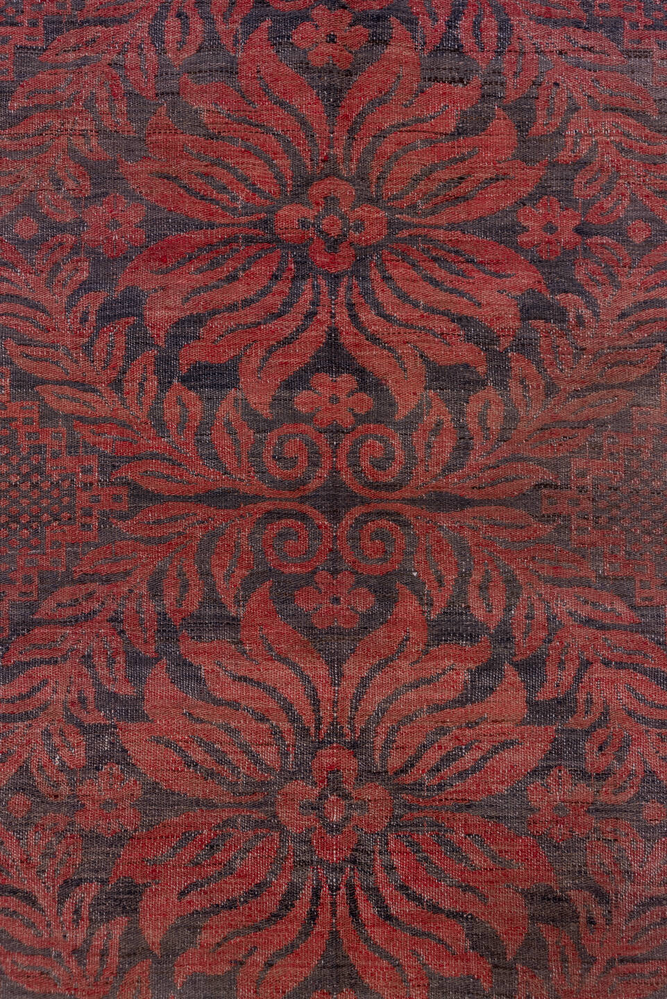 5' x 9' one-of-a-kind handmade antique Kilim medium size rug. Color palette: rust, charcoal, burgundy, mahogany, rose