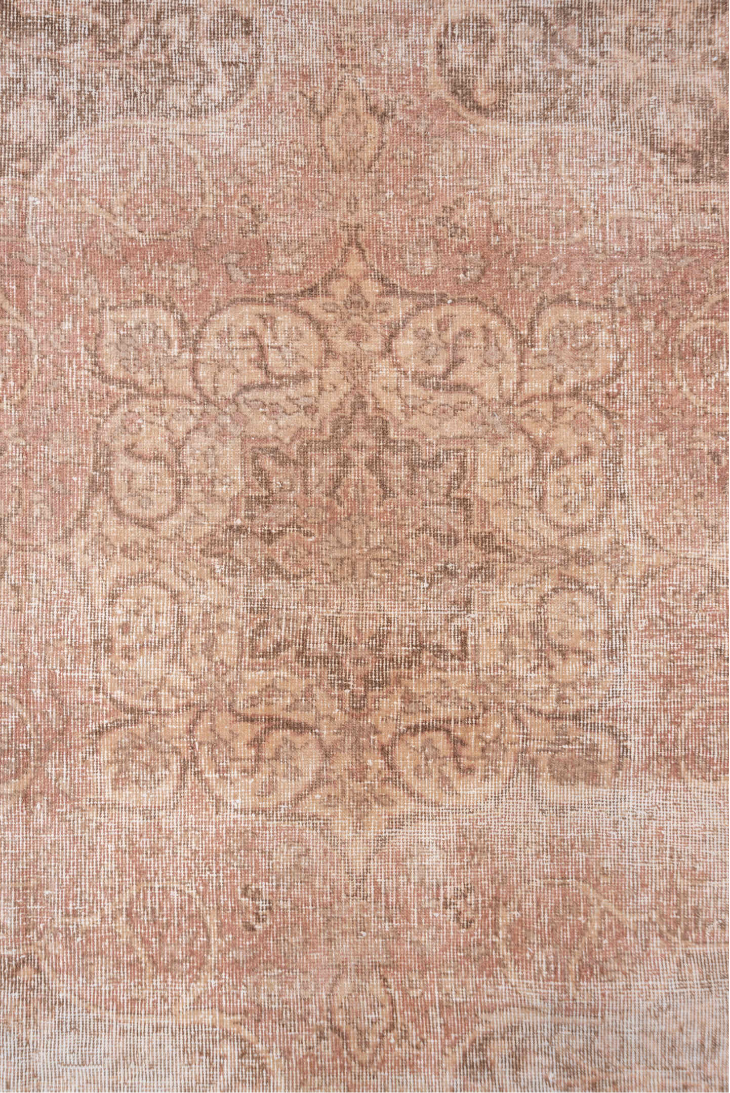 7' x 11' one-of-a-kind handmade vintage Oushak large size rug. Color palette: blush, rose, ivory, taupe, beige, terracotta