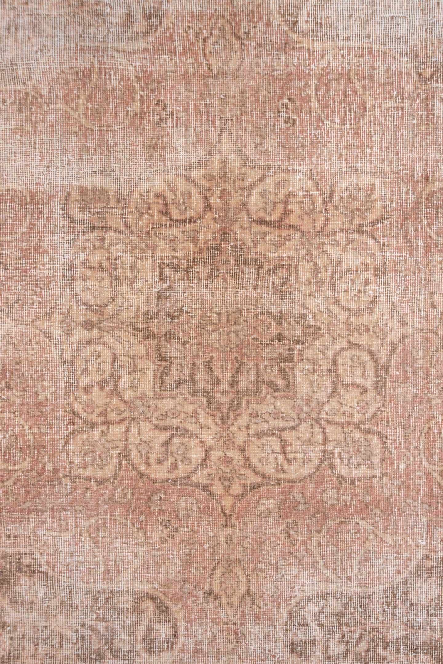 7' x 11' one-of-a-kind handmade vintage Oushak large size rug. Color palette: blush, rose, ivory, taupe, beige, terracotta