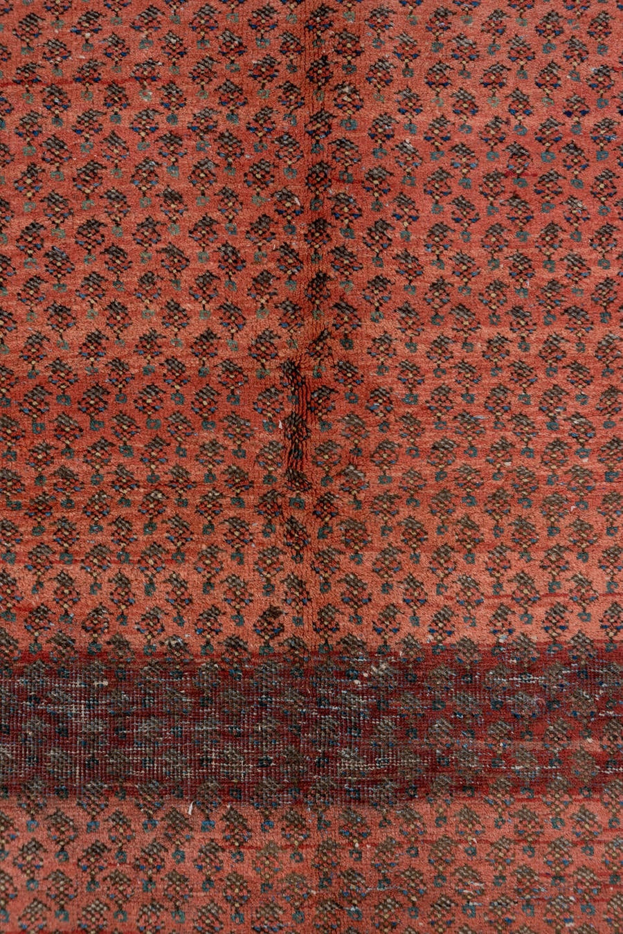 4' x 6' one-of-a-kind handmade antique Mahal small size rug. Color palette: rust, ivory, indigo, brick, charcoal, rose