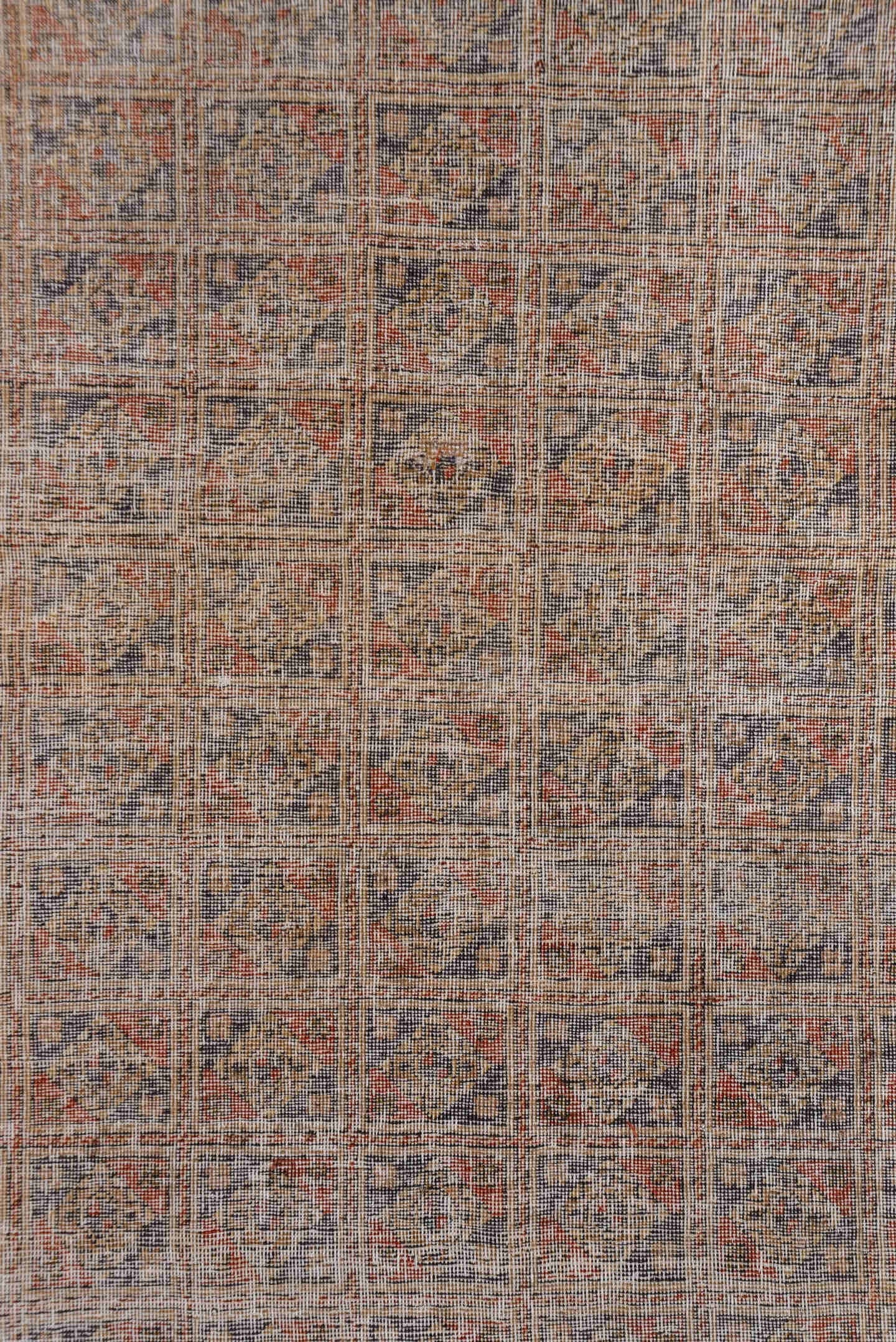 4' x 6' one-of-a-kind handmade antique Oushak small size rug. Color palette: rose, taupe, ivory, dusty blue, terra cotta