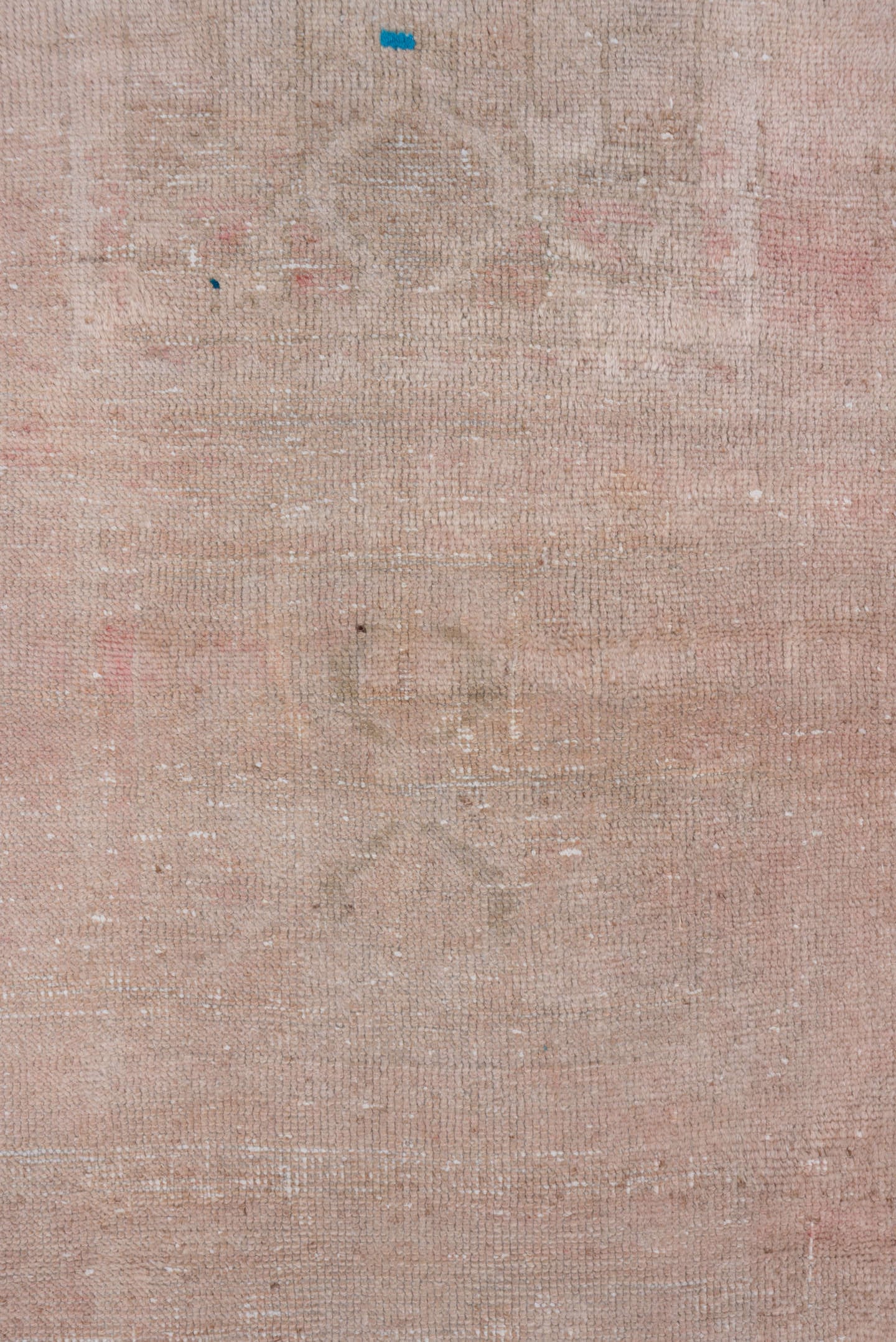 2' x 5' one-of-a-kind handmade vintage Oushak small size rug. Color palette: blush, ivory, taupe, beige, rose, camel, pink