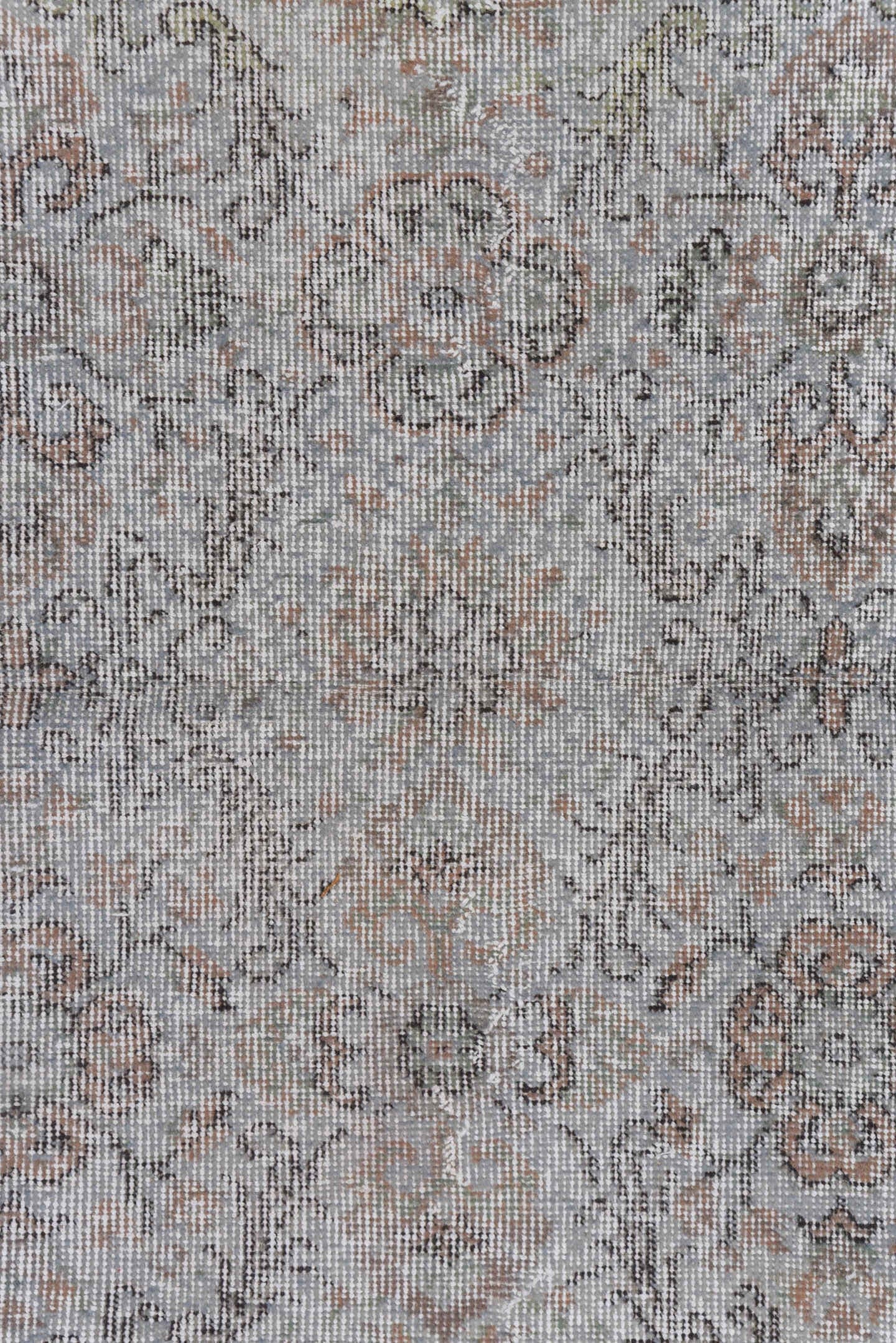 3' x 6' one-of-a-kind handmade vintage Oushak small size rug. Color palette: ivory, taupe, gray, blush, beige, pink
