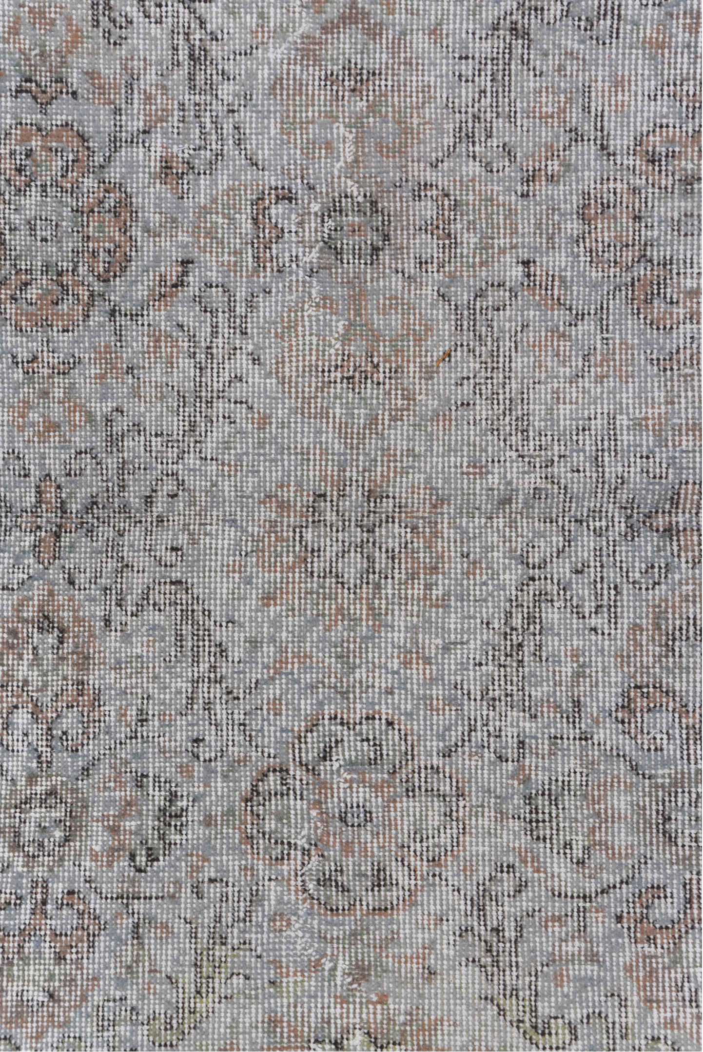 3' x 6' one-of-a-kind handmade vintage Oushak small size rug. Color palette: ivory, taupe, gray, blush, beige, pink