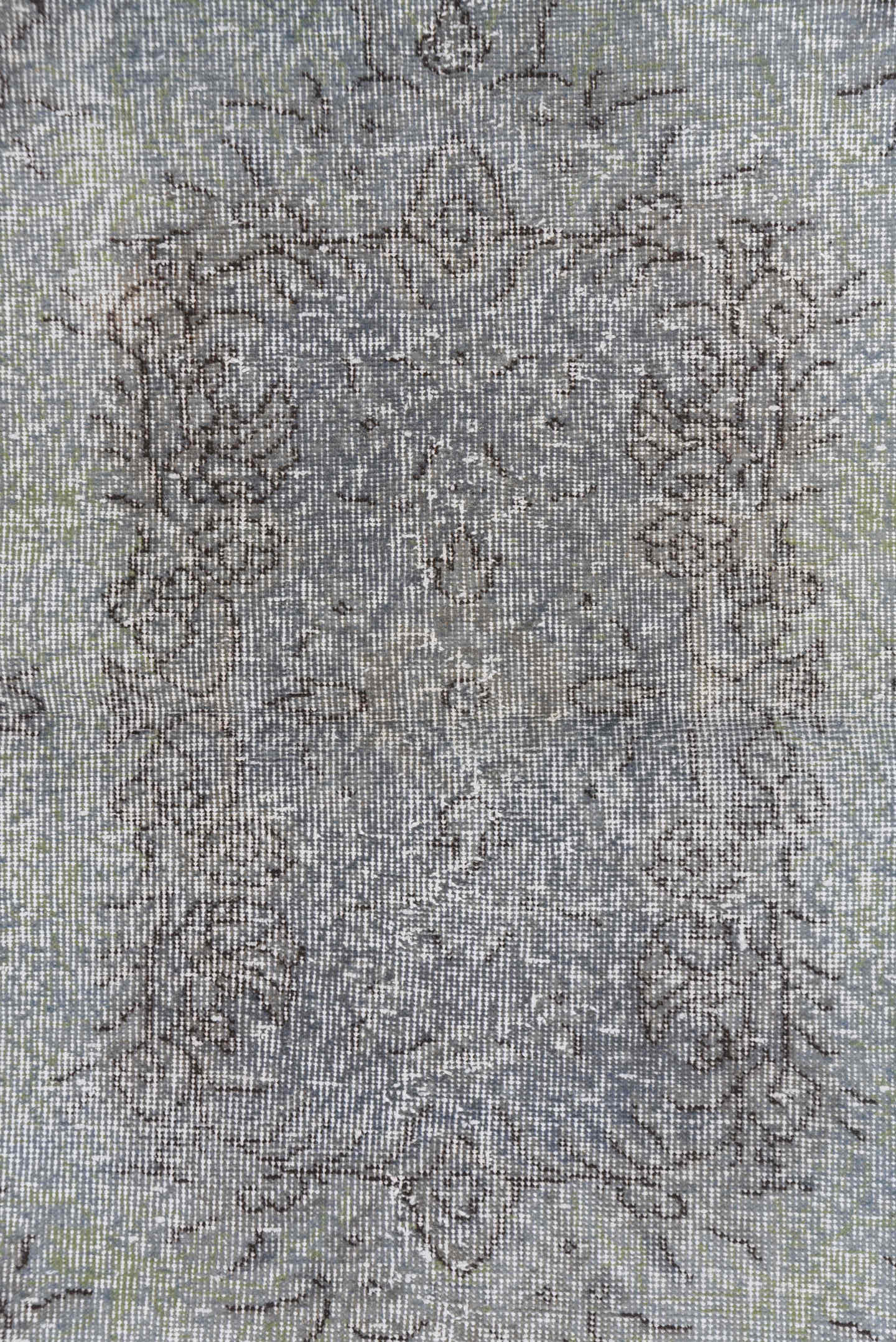 3' x 6' one-of-a-kind handmade vintage Oushak small size rug. Color palette: ivory, gray, taupe, pale_blue, beige