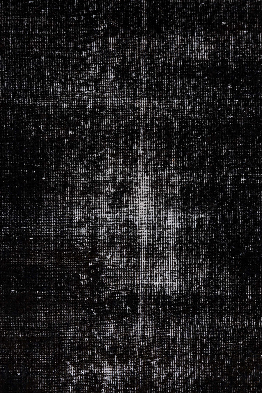 3' x 6' one-of-a-kind handmade vintage Overdyed runner rug. Color palette: charcoal, black, slate, ivory, gray