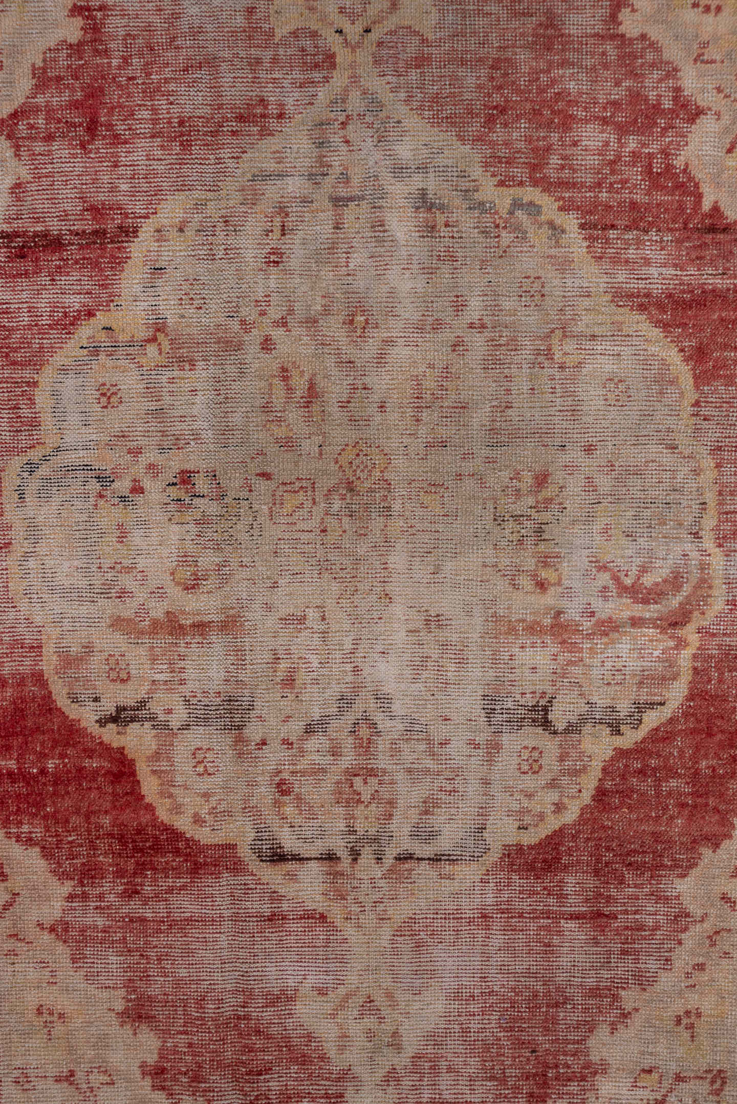 5' x 9' one-of-a-kind handmade vintage Oushak medium size rug. Color palette: rose, ivory, blush, terra cotta, dusty pink