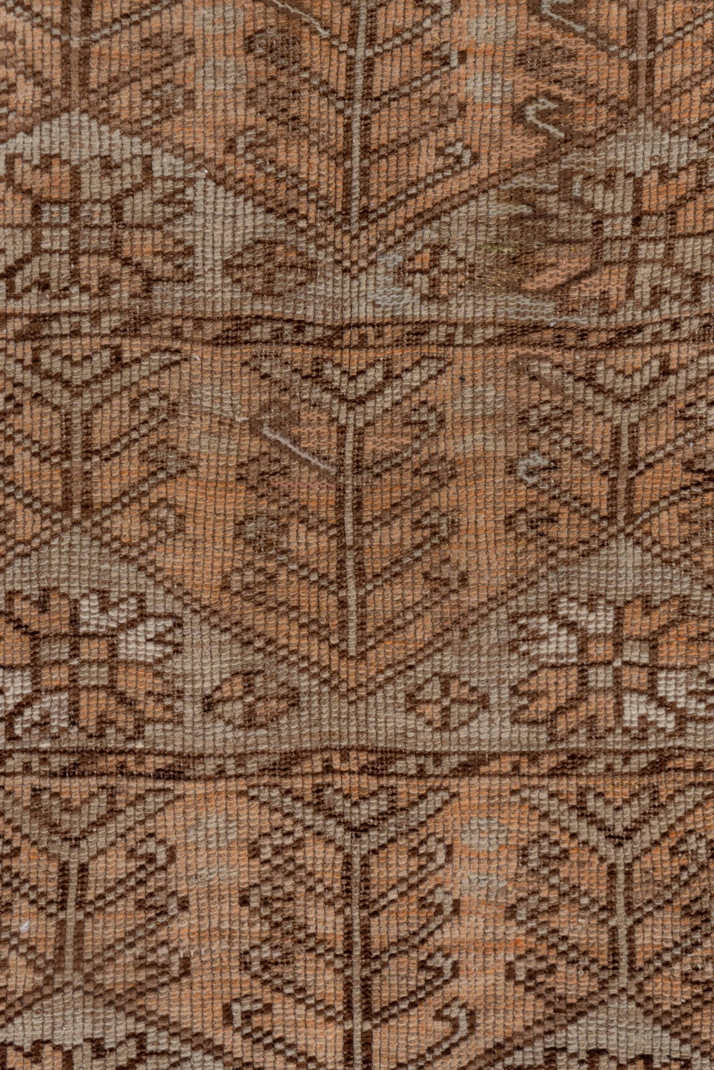 3' x 4' one-of-a-kind handmade vintage Oushak small size rug. Color palette: taupe, brown, camel, ivory, terra cotta