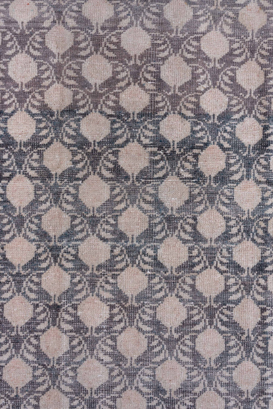 4' x 8' one-of-a-kind handmade vintage Oushak rug. Color palette: gray, ivory, taupe, beige
