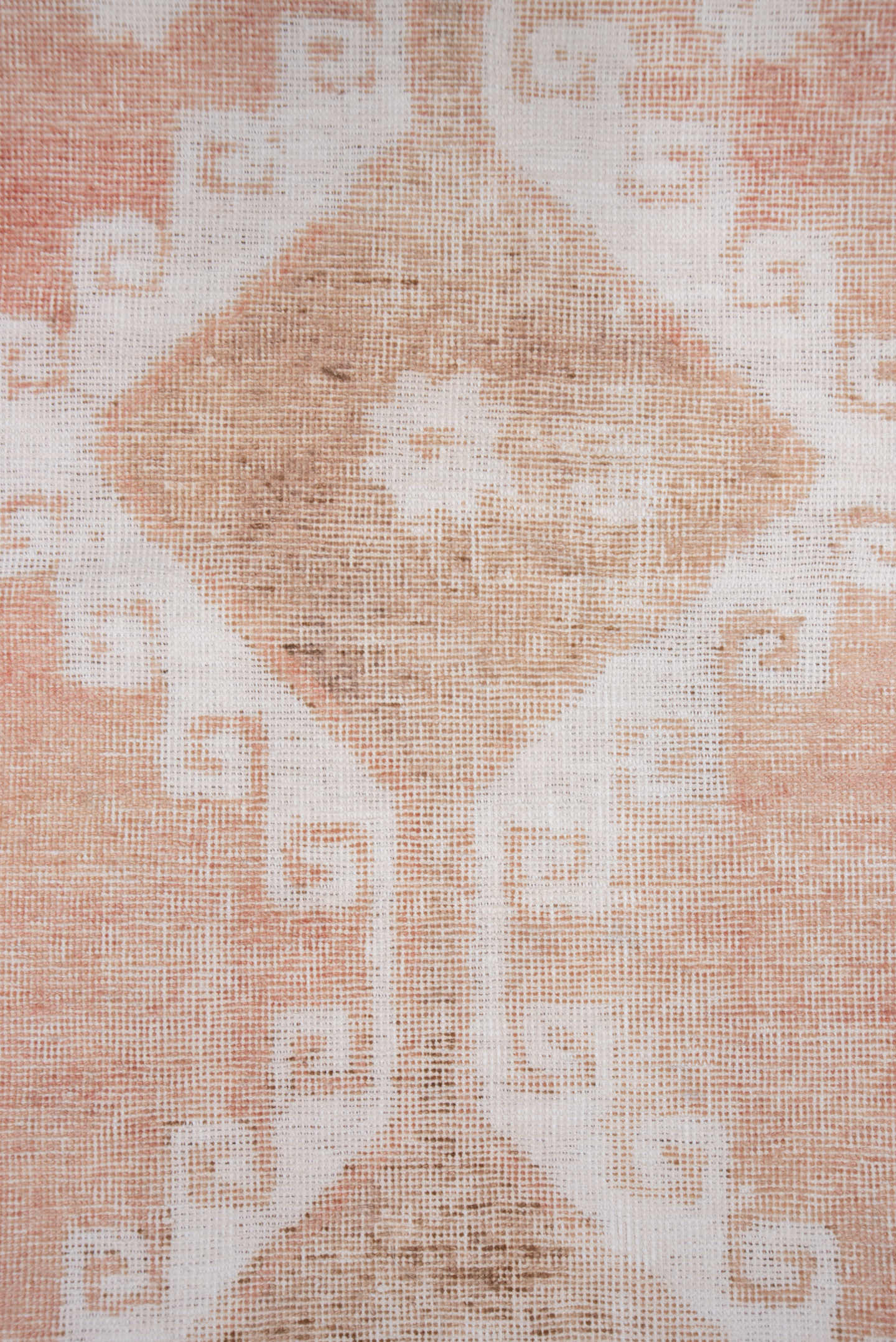 2' x 12' one-of-a-kind handmade vintage Oushak runner rug. Color palette: blush, ivory, peach, beige, pink, terracotta