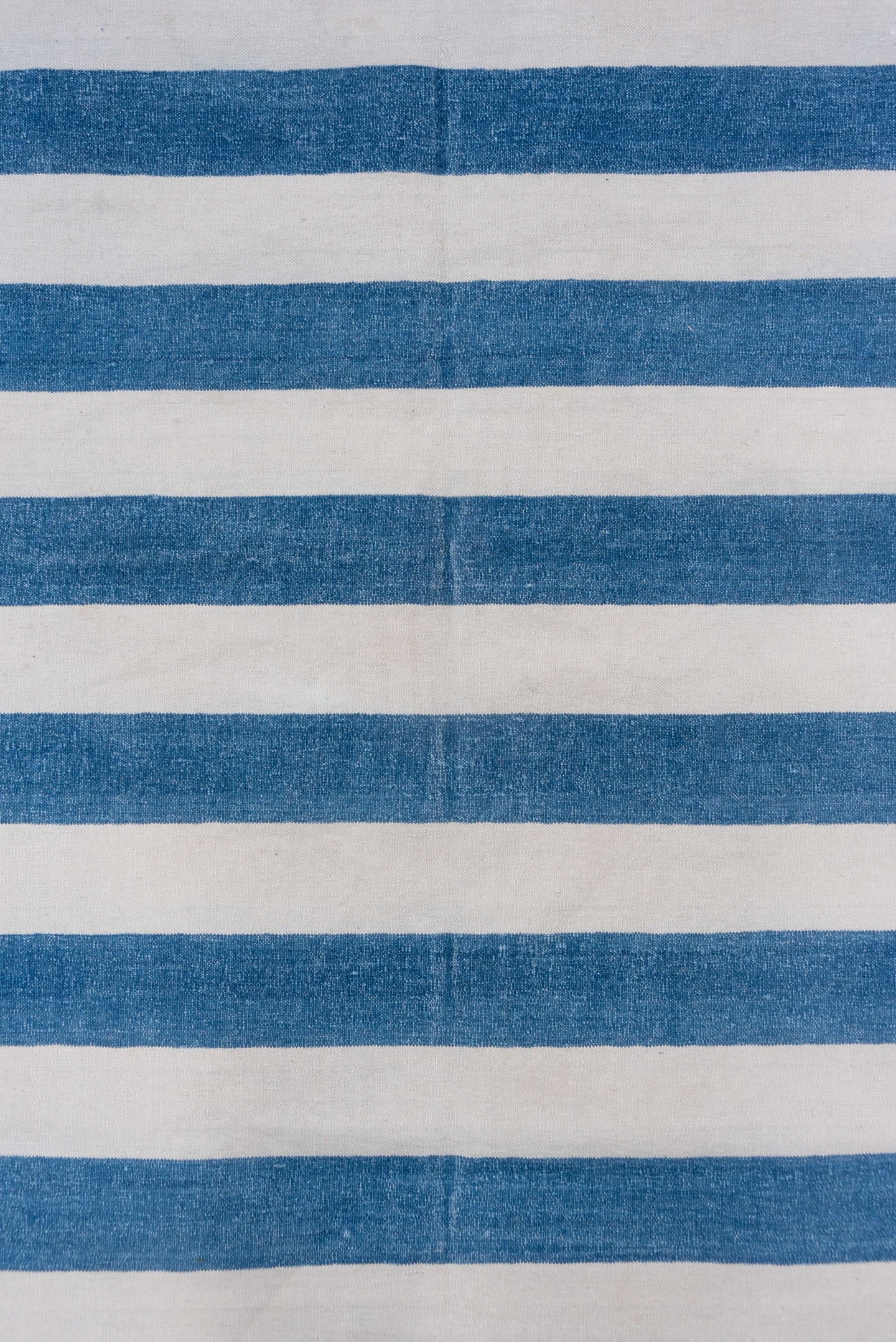 4' x 6' one-of-a-kind handmade vintage Dhurrie small size rug. Color palette: ivory, blue