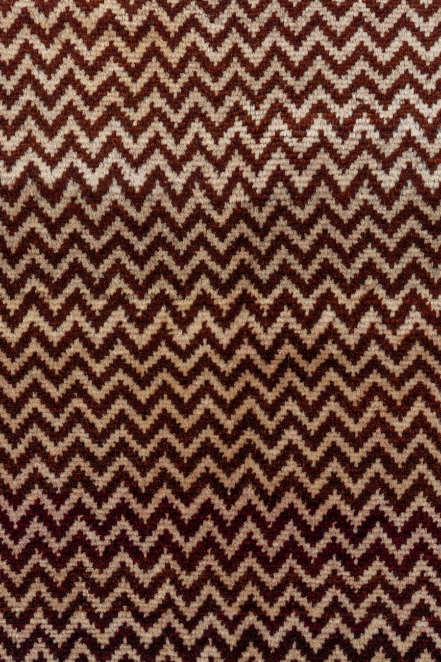 3' x 6' one-of-a-kind handmade antique Gabbe small size rug. Color palette: ivory, brown, rust, black, camel, burgundy