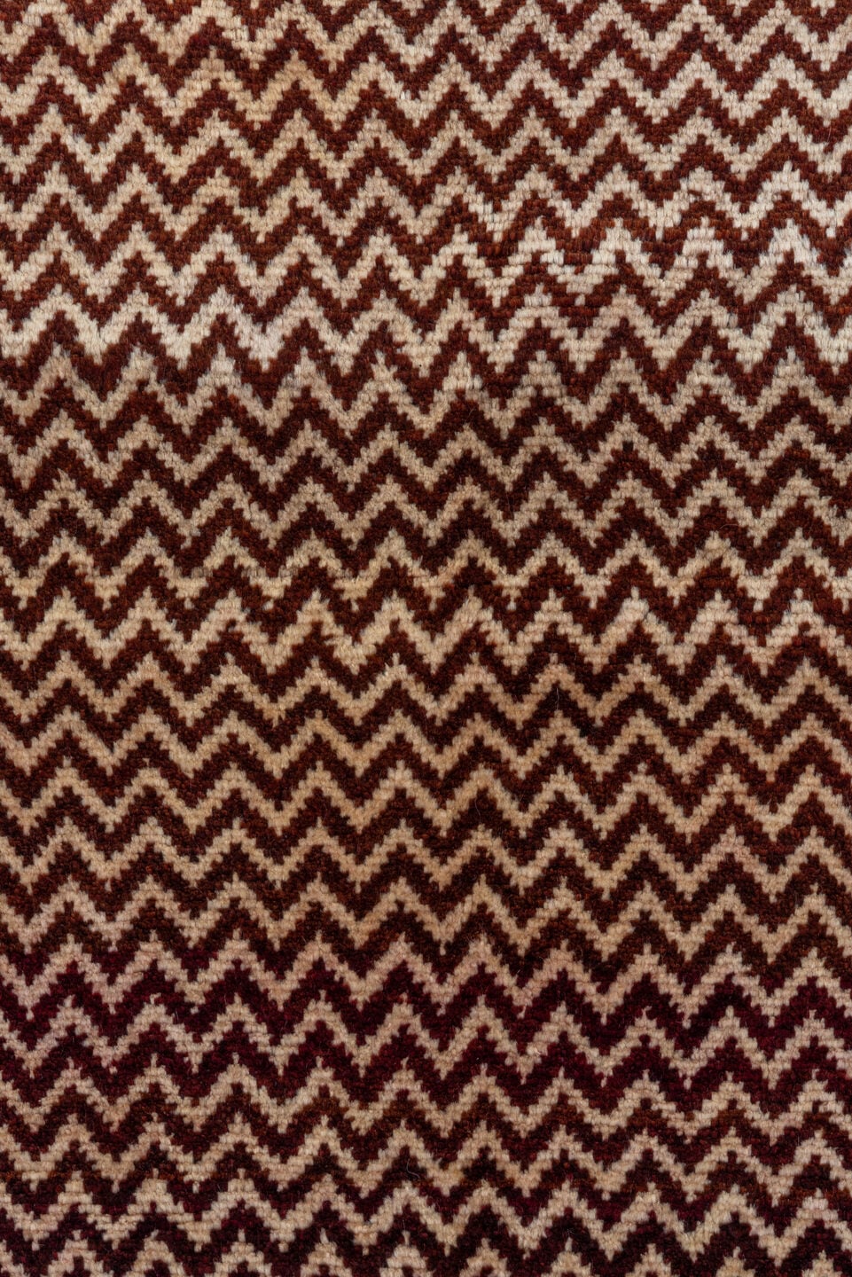 3' x 6' one-of-a-kind handmade antique Gabbe small size rug. Color palette: ivory, brown, rust, black, camel, burgundy