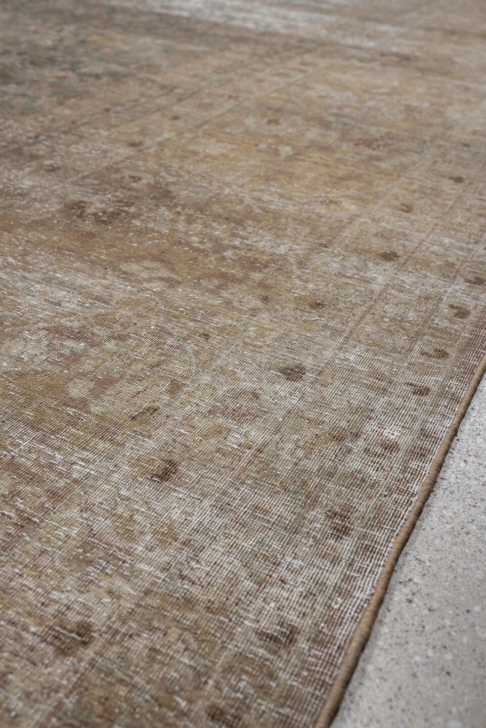 11' x 16' one-of-a-kind handmade antique Tabriz oversize rug. Color palette: taupe, faded blue, beige, ivory, camel, slate