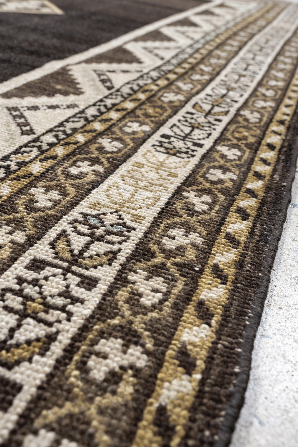 3' x 6' one-of-a-kind handmade antique Hamadan small size rug. Color palette: charcoal, ivory, taupe, olive, brown, black