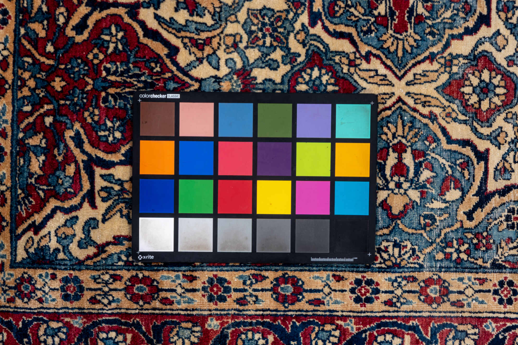 8' x 12' one-of-a-kind handmade vintage Lavar large size rug. Color palette: antiquewhite, arapawa, blue, brown, dim gray