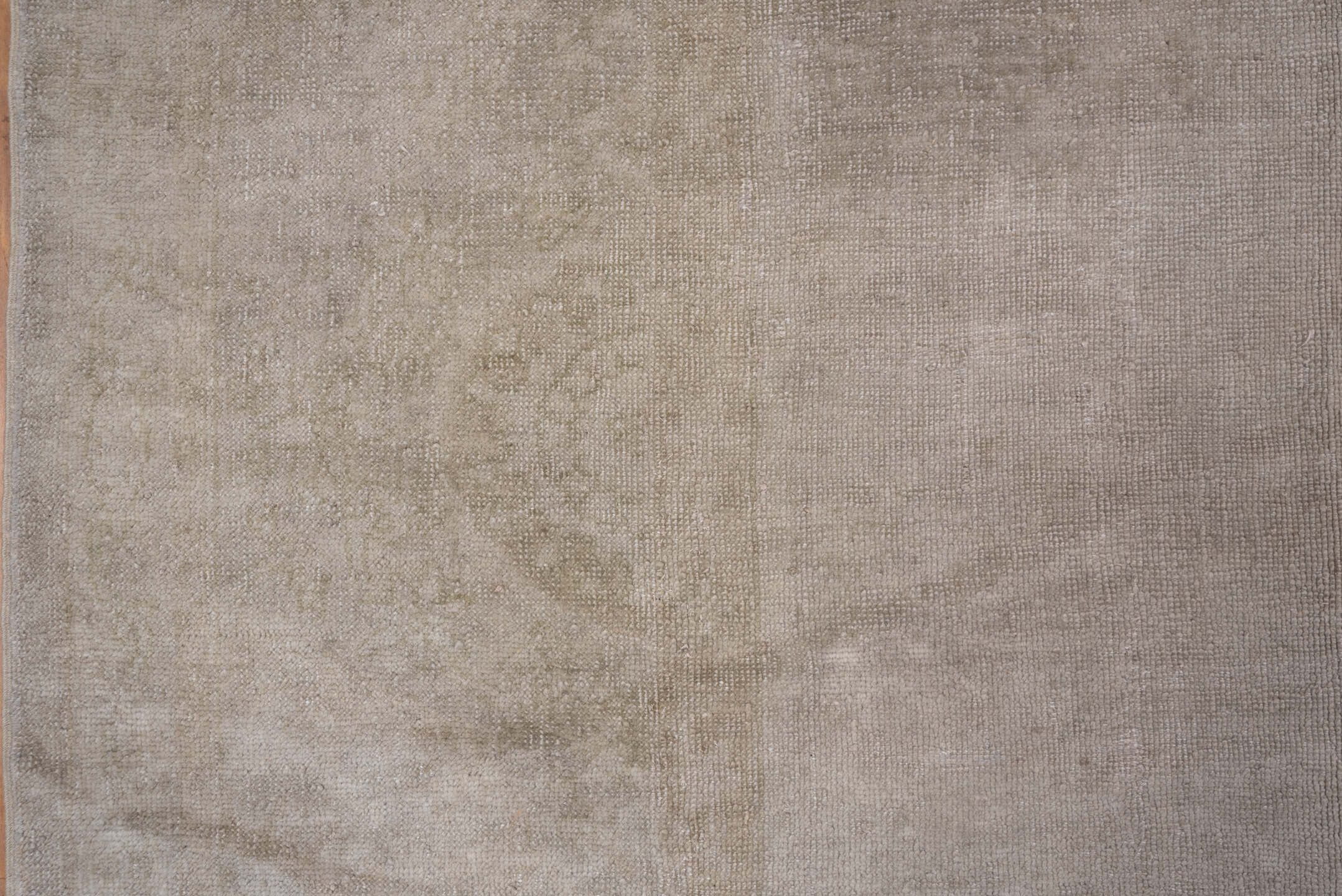 11' x 17' one-of-a-kind handmade antique Oushak oversize rug. Color palette: ivory, beige, taupe, cream, sand, gray