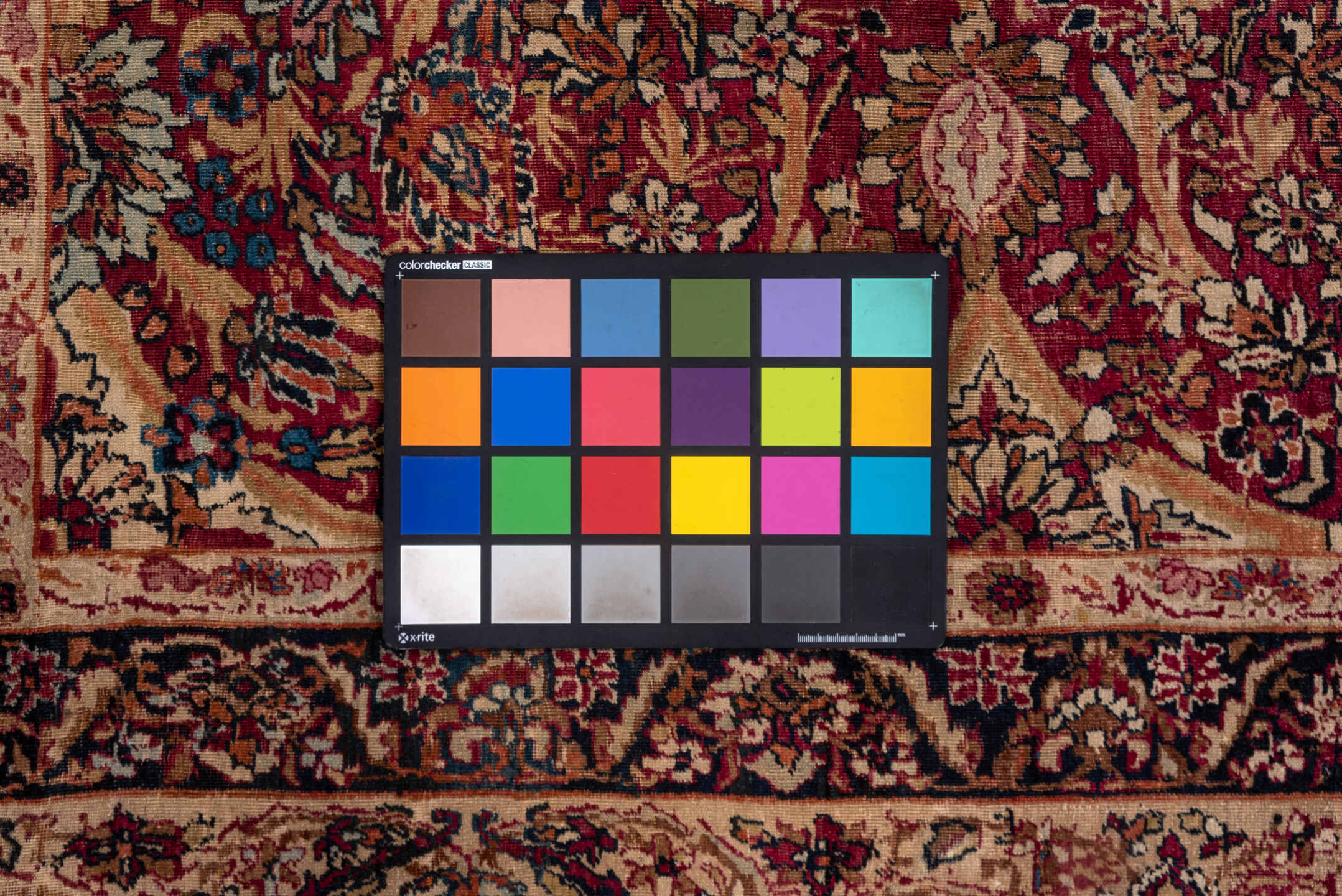 8' x 12' one-of-a-kind handmade antique Lavar large size rug. Color palette: rust, ivory, navy, rose, camel, sienna, slate