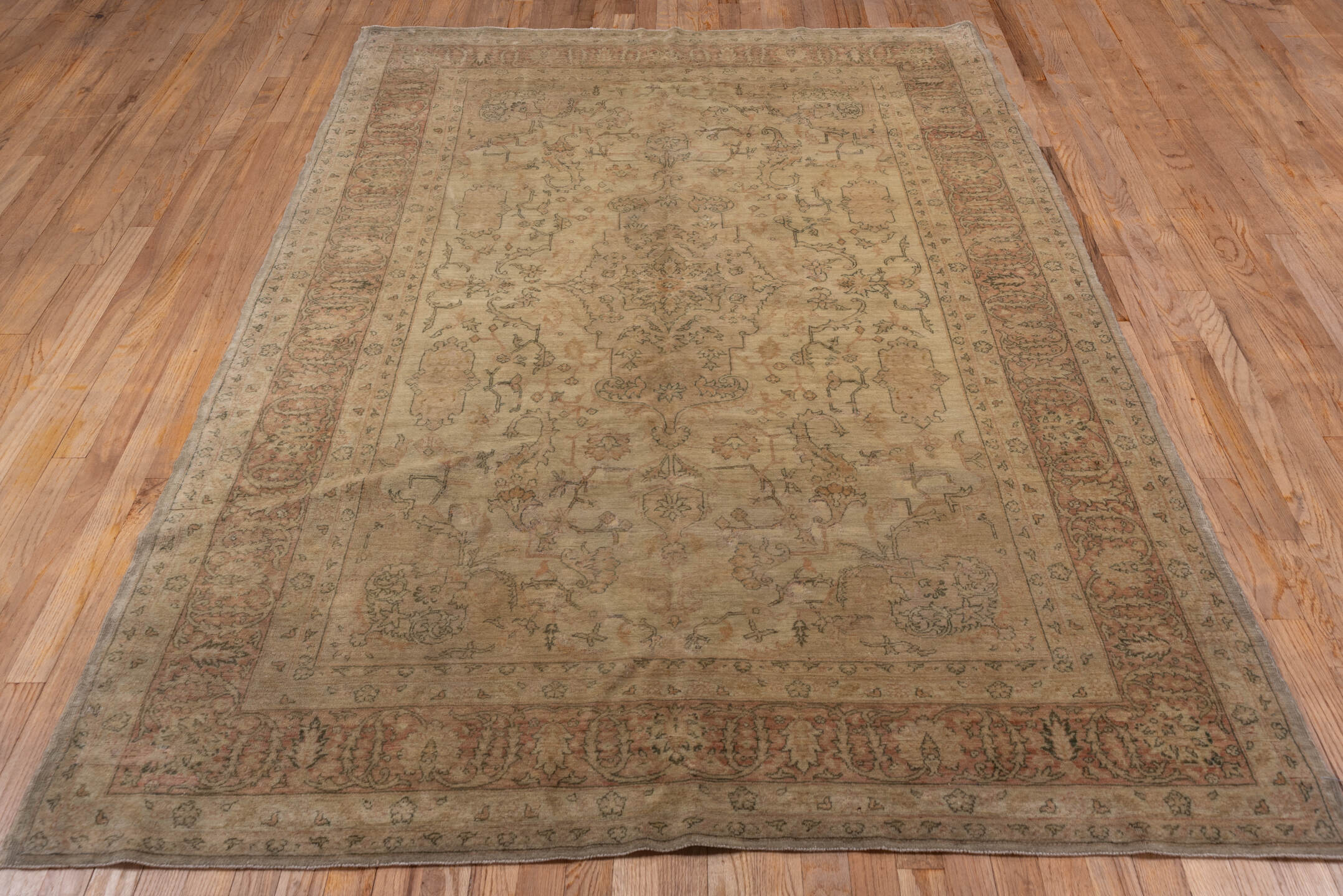 5' x 8' one-of-a-kind handmade vintage Sivas medium size rug. Color palette: brown, gray, light gray, off-white, orange